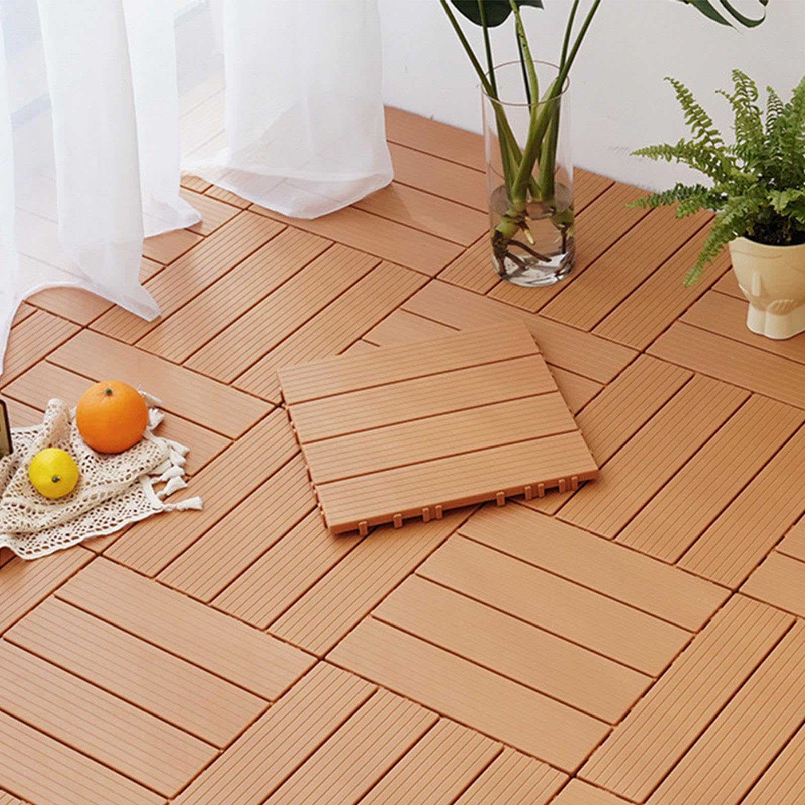 VBVARV El Plastico Azulejos De Cubierta Entrelazados Suelos Impermeables para Exteriores Uso En Todo Tipo De Clima Adecuado para Patio, Jardín, Terraza, Piscina, Patio Trasero.
