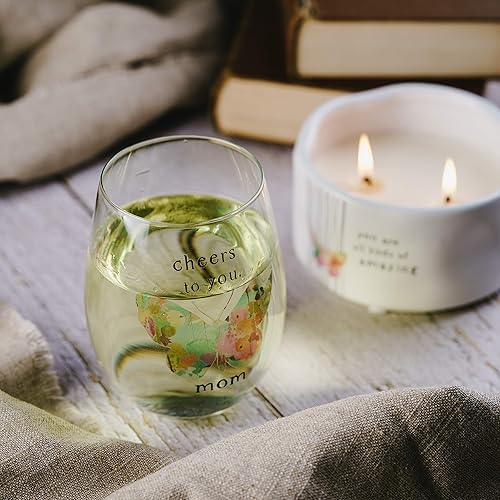 Miniatura 6 de Pavilion Gift Company Cheers To You, Mom-Rainbow Butterfly - Copa de vino sin tallo, 18 onzas, multicolor