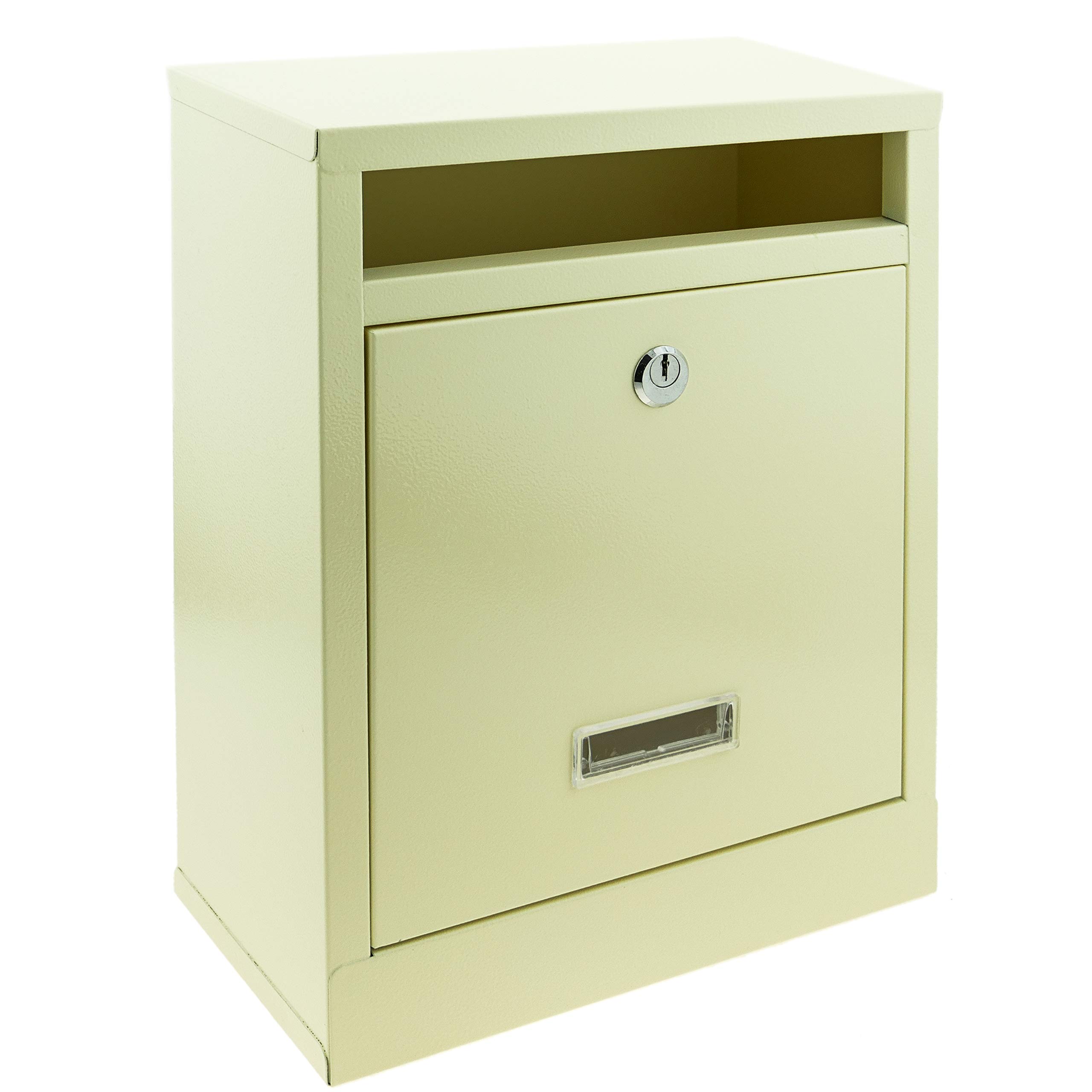 PrimeMatik 24x12x31cm Ivory White Metal Letter Box Mailbox Mailbox Mailbox BZ055