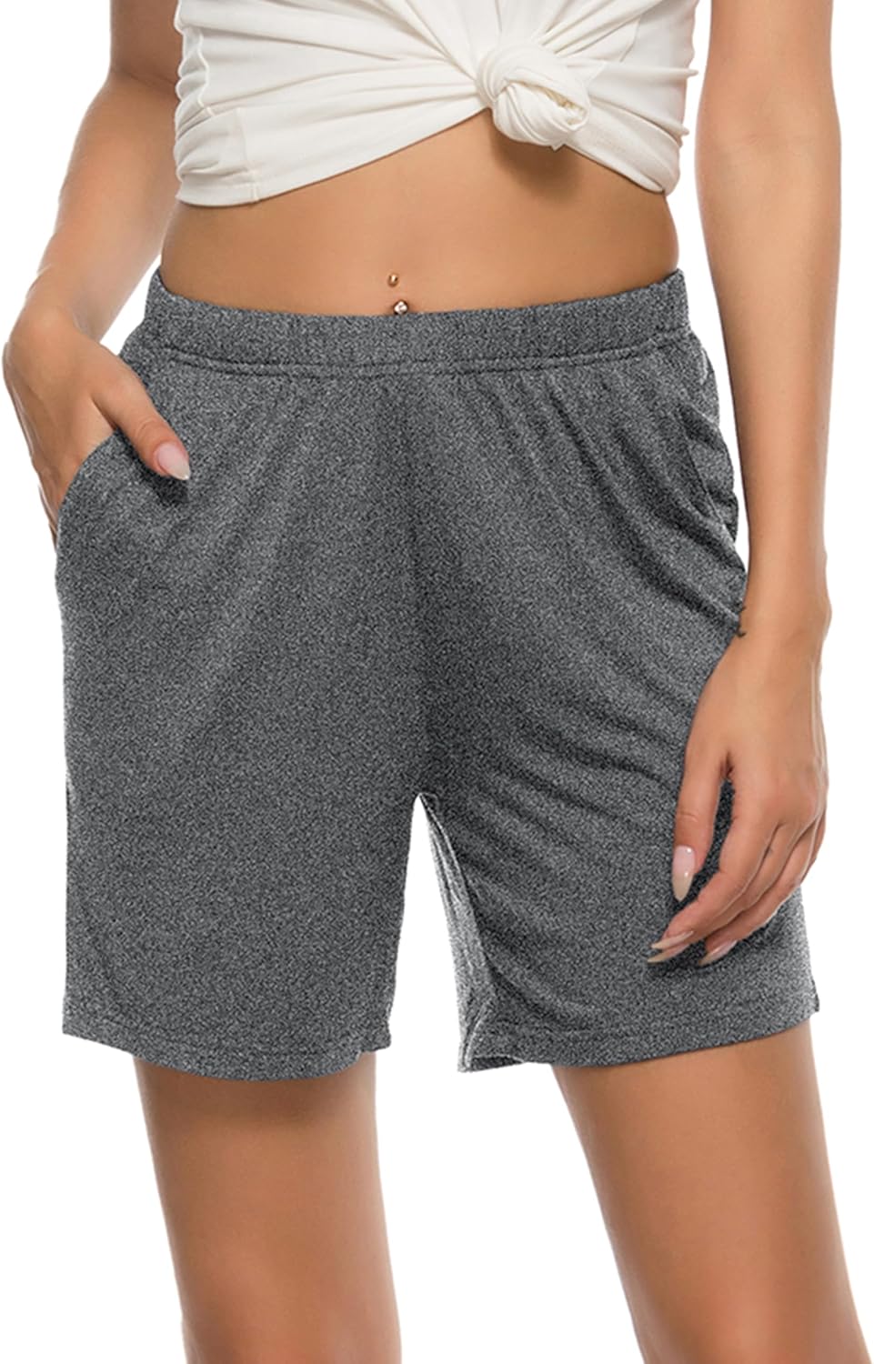 JINSHI Womens Pajama Shorts Soft Comfortable Lightweight Elastic Drawstring Modal Pajama Bottoms Lounge Shorts with Pockets - Image 2