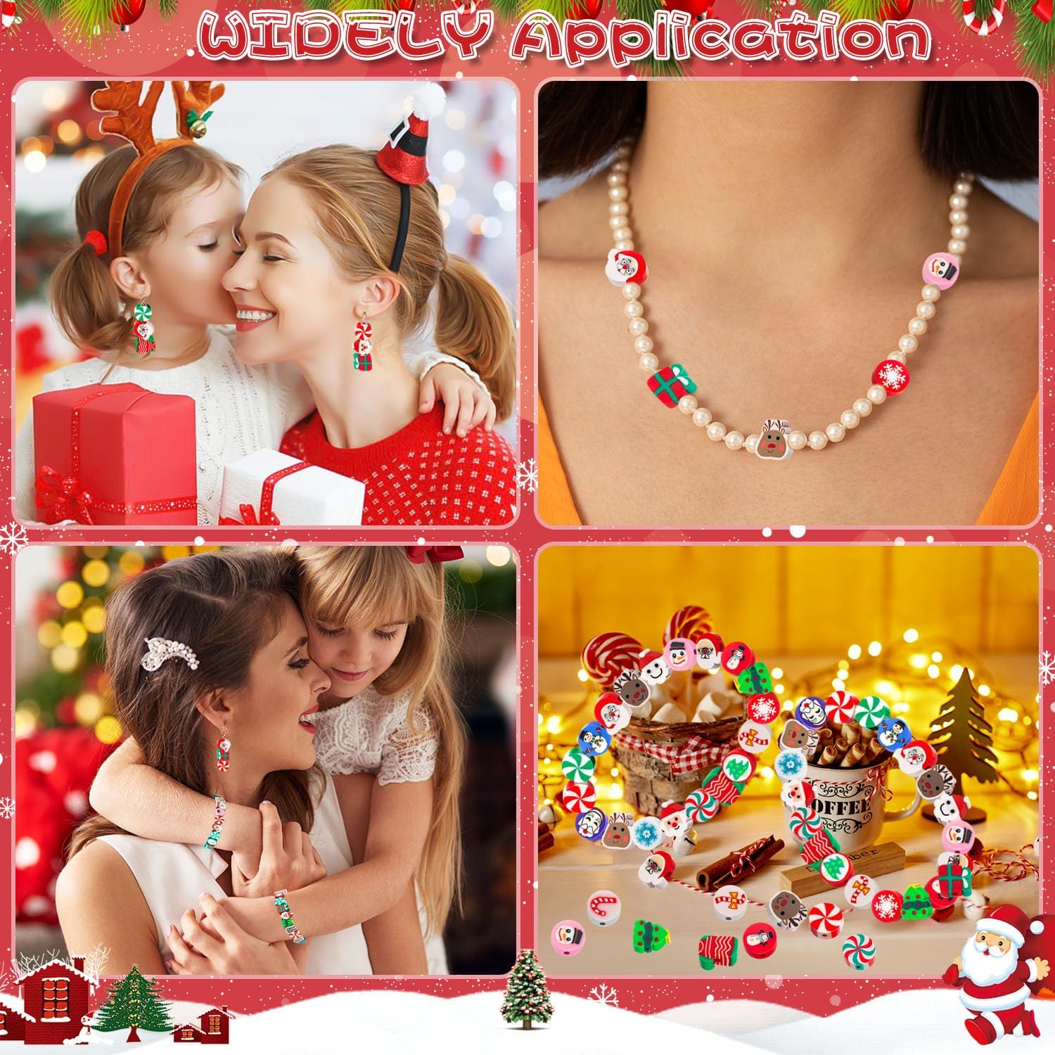 200 Pcs Christmas Polymer Clay Beads, Mixed Heishi Spacer Beads Supplies for Women DIY Bracelet Earring Necklace Jewelry Making - Image 7