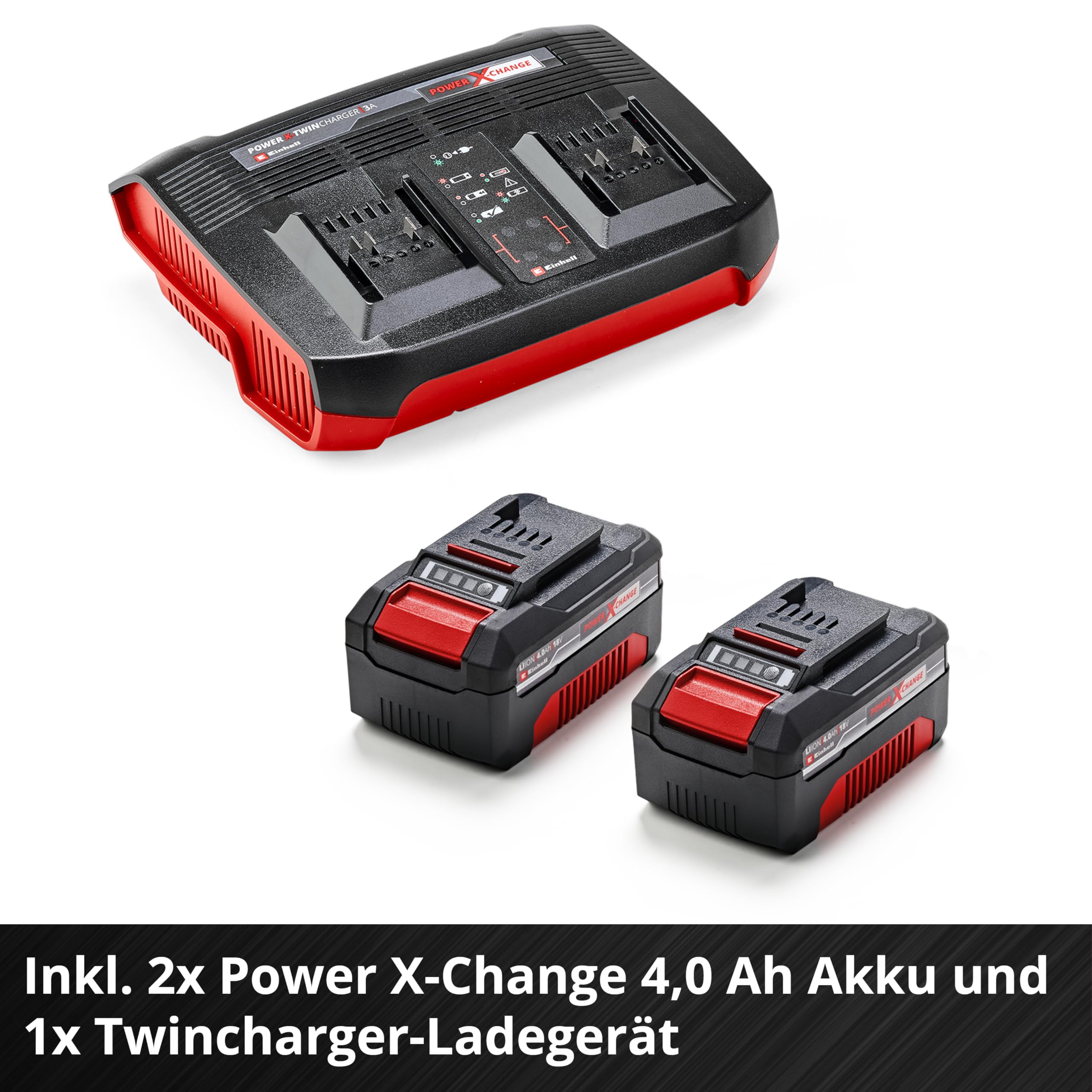Einhell Akku-Rasenmäher RASARRO 36/38 Kit Power X-Change (36 V, 38 cm Schnittbreite, 450 m², Brushless, Mulchfunktion, 45L Fangkorb, inkl. 2X 4,0 Ah Akkus + Twincharger)