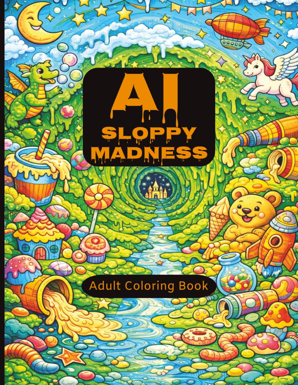 AI Sloppy Madness: A Unique Adult Coloring Book of Creepy Creatures, Goo, and Grayscale Chaos / A Messy AI Generated Coloring Experience