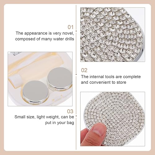 Miniatura 4 de Healifty Estuche para lentes de contacto, kit de viaje portátil, contenedor de diamantes de imitación con botella de solución para removedor de