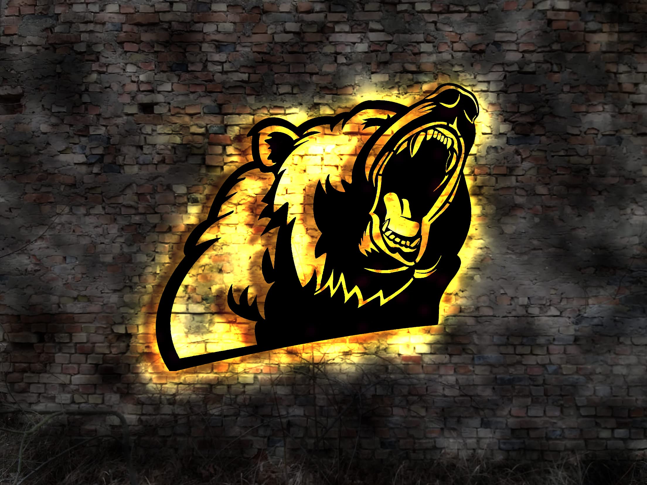 Cartel luminoso luminoso de oso Braunbär Eisbär con texto en alemán