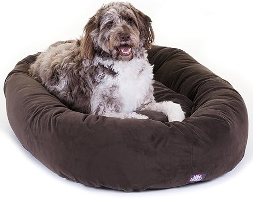 Miniatura 31 de Majetic Pet Products - Cama en forma de bagel para perro, de gamuza color gris, 40 pulgadas, con reposacabeza