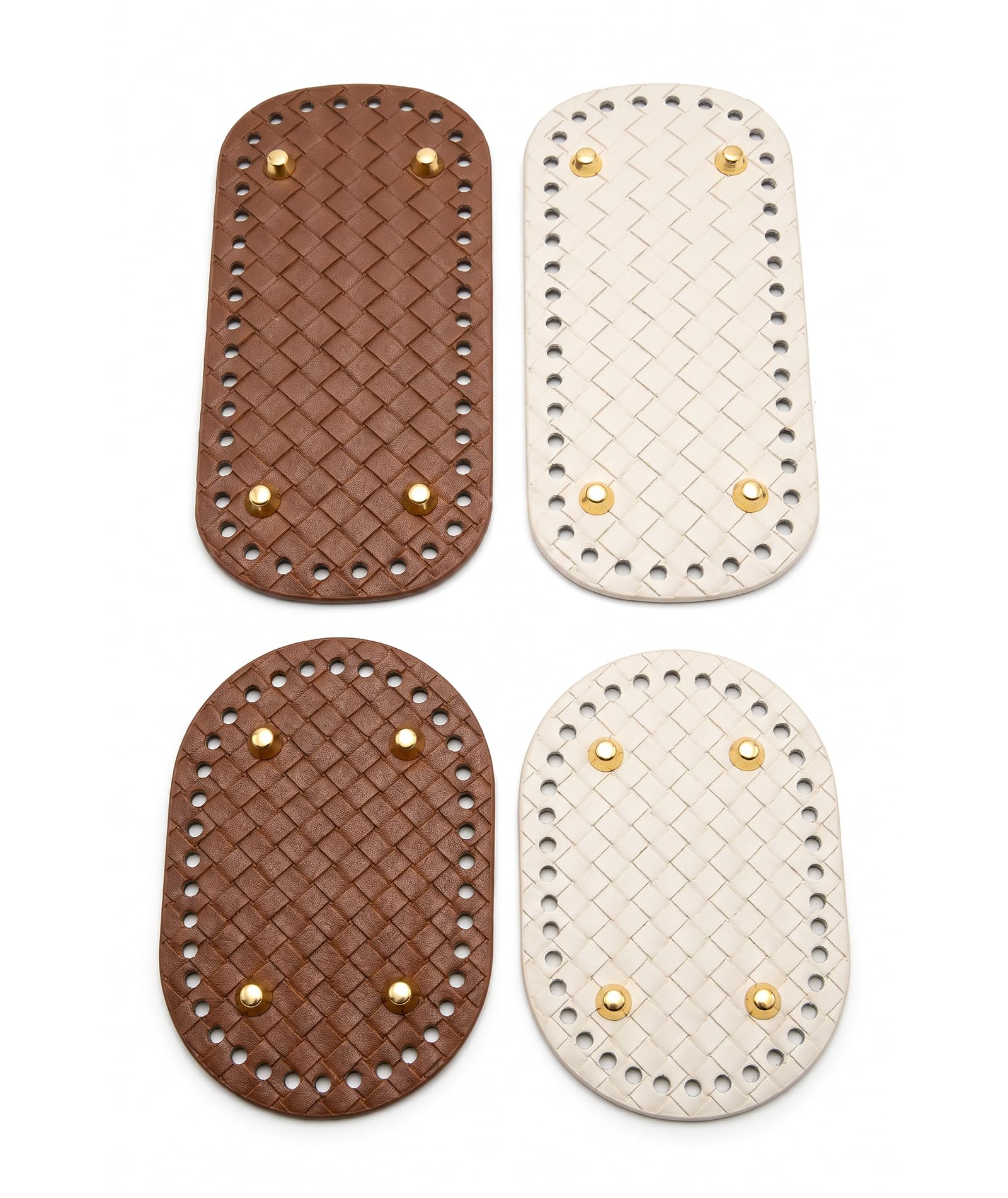 4-Piece Crochet Bag Base, Plaid Leather Handbag Bottom Shaper Insert with Pre-Punched Holes (18x8cm and 14.5x11cm), Waterproof Pad for DIY Bag Making Accessories-image-22