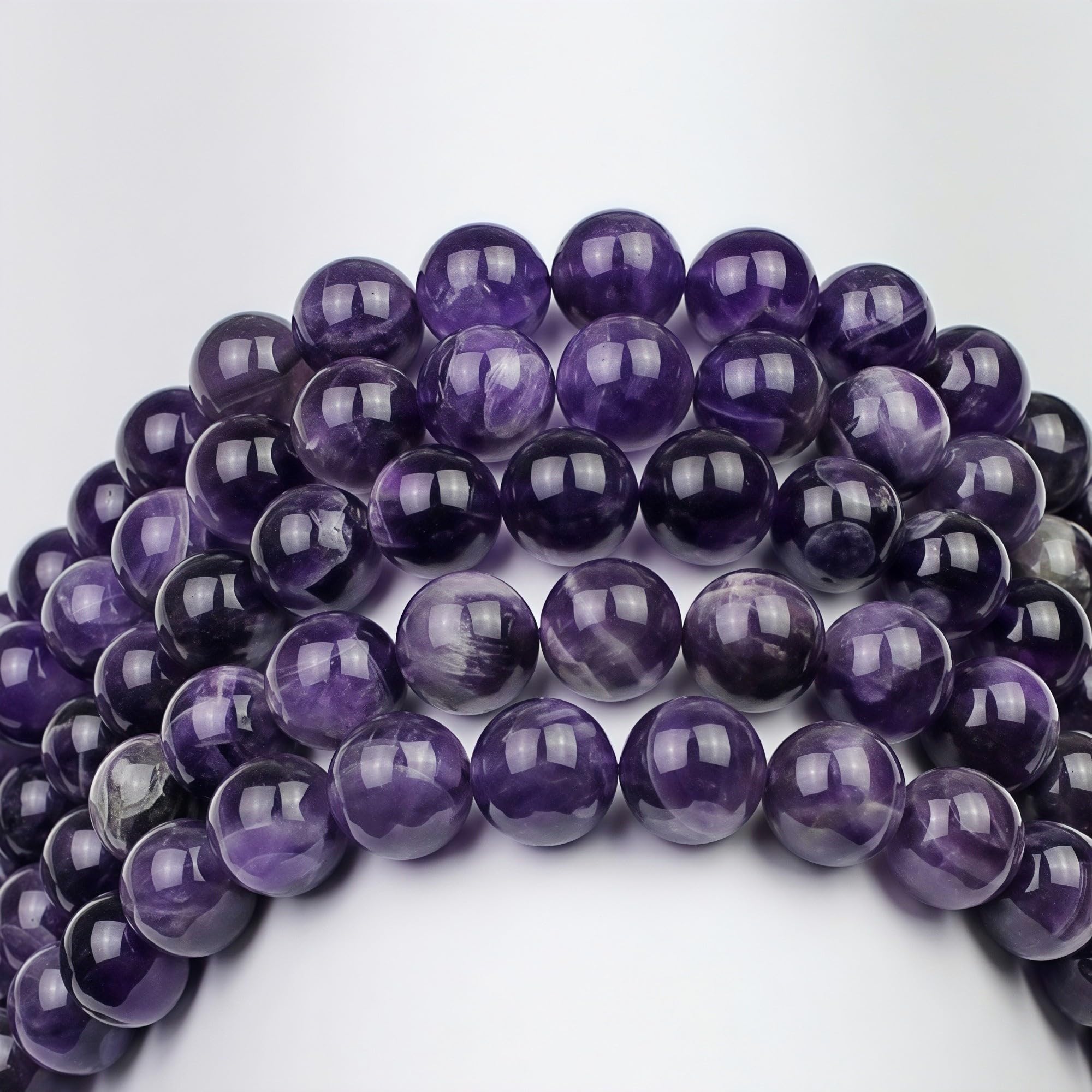 MJDCB 8mm 43 piezas Cuentas de Piedra Amatista Bicolor Redondas Sueltas Piedras Semipreciosas Naturales para Hacer Joyas Pulseras Collares — view 6
