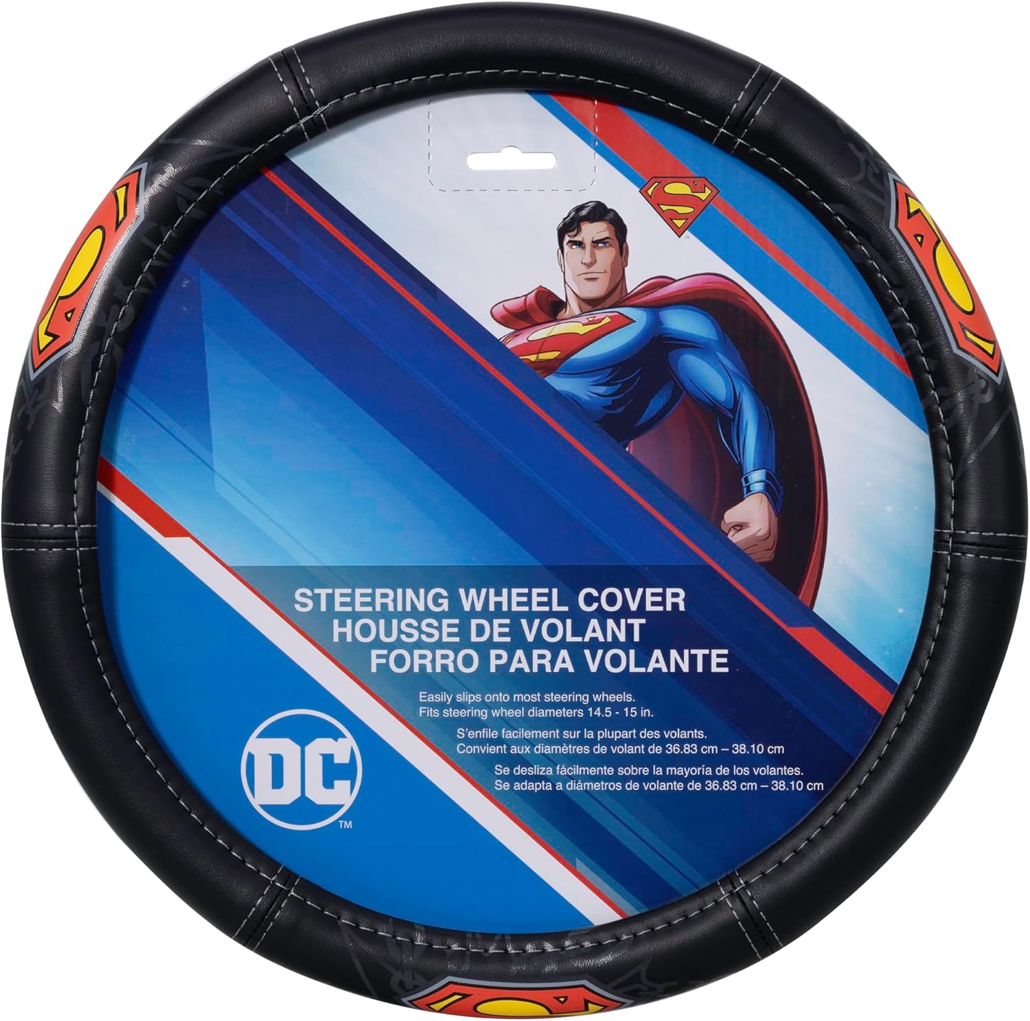 Plasticolor 003589R01 DC Comics Superman Color Logo with Chains Speed Grip Steering Wheel Cover