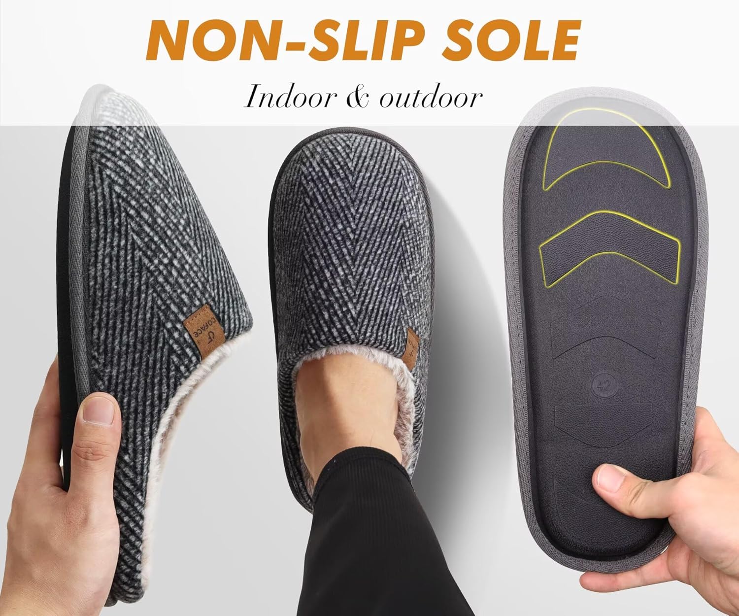 COFACE Womens Cozy Memory Foam Scuff Slippers Ladies Fuzzy Warm Slip On House Shoes With Arch Support, Indoor Outdoor Rubber Sole - Image 5