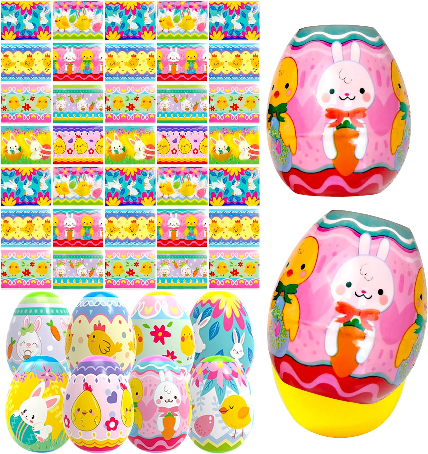 40Pcs Easter Egg Wrapper Eggs Film Shrink Wraps for 2.4in Easter Eggs Chicken Bunny Egg Sleeves Decorations for Easter Party Supplies