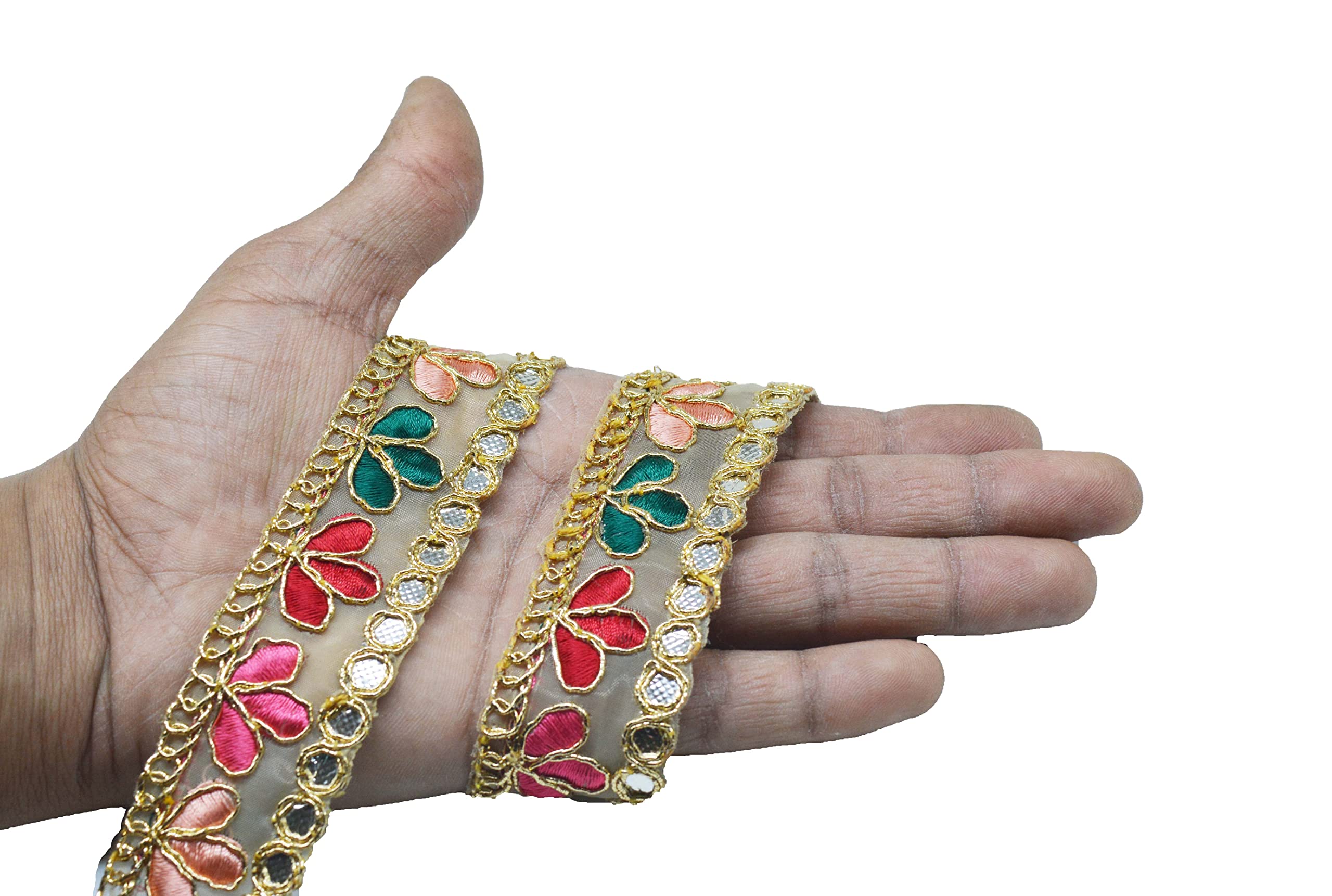 CRAFTLOVE Craft Love Colourful Zardosi Embroidery Net Border Lace 9.2 Yards/8.5 Meters for Saree Blouse Dupatta Lehenga Sewing ART-30042022A ART-30042022A