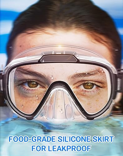 Miniatura 6 de Gafas de natación para adultos y niños, gafas de natación antivaho con cubierta para la nariz, sin fugas, máscara de buceo de esnórquel transparente