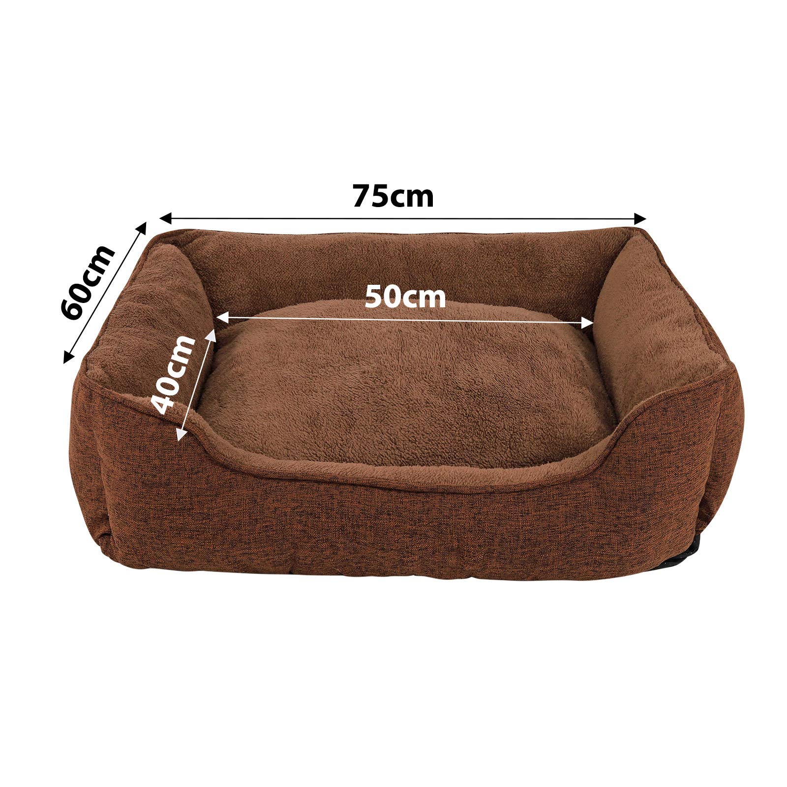Lionto Panier Chien avec Coussin et Housse Amovible, (S) 75x60 cm Marron