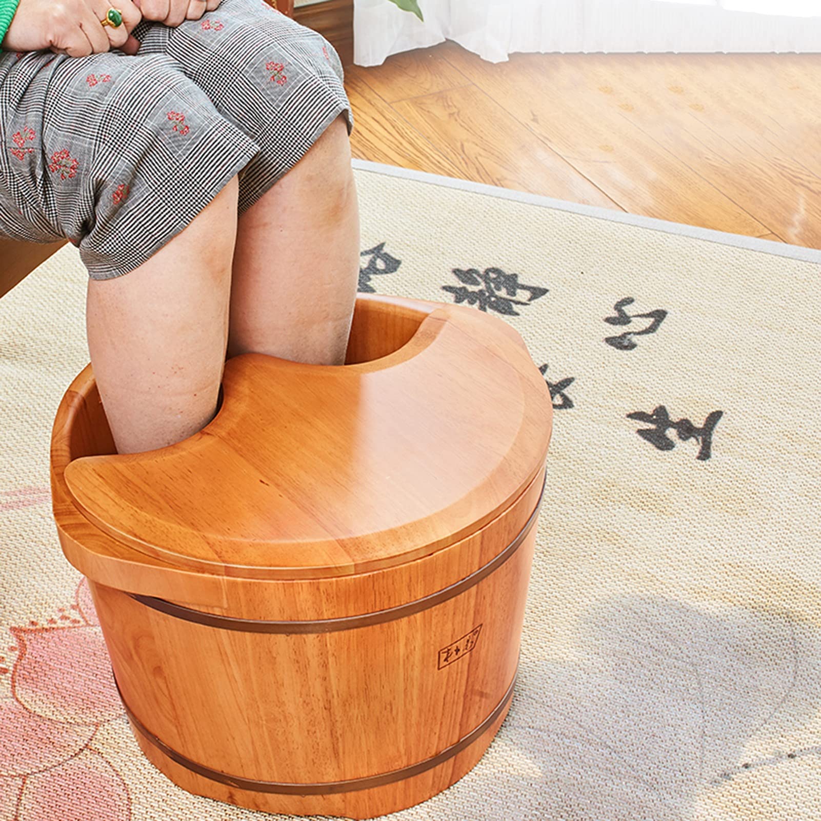 Axdwfd Pediluvio Vasca a Pedale in Legno massello, Bagno riscaldato Bagno a Pedale Barrel Oak Barrel Spa Massaggio Piedi Bagno Barilotto Liscio e Delicato Pedicure Barilotto
