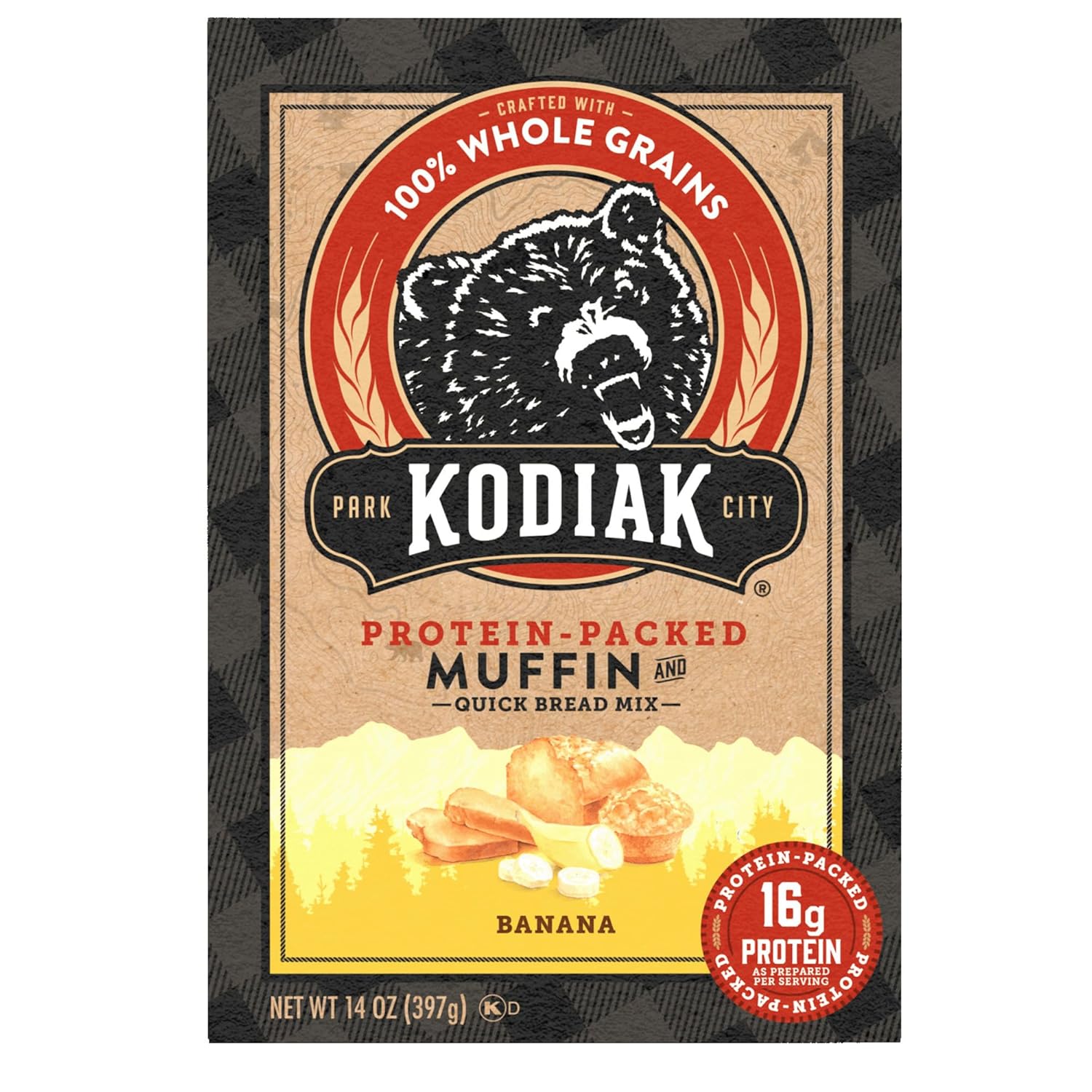Kodiak Cakes Muffin Baking Mix, Banana, High Protein, 100% Whole Grains, (Pack of 6)