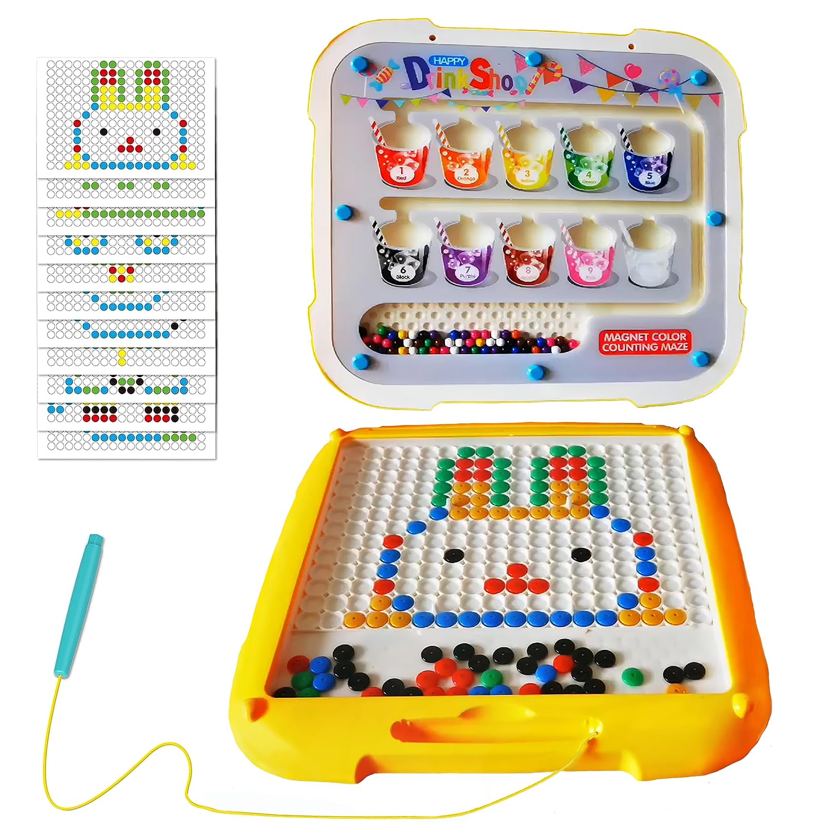 JAZOXDMR Magnetic Color and Number Maze, 2 in 1 Montessori Toys, Magnetic Drawing Board, Color Sorting Learning Counting Puzzle Board, Educational Toys for Toddlers Kids Boys Girls 3+