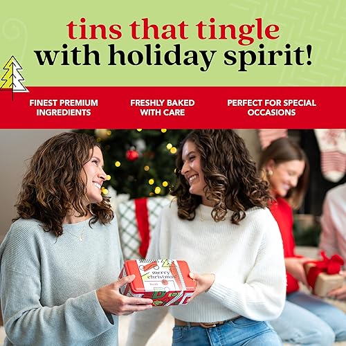 Miniatura 5 de David's Cookies Merry Christmas Shortbread en lata de muestra dulce  Galletas tradicionales de mantequilla pura escocesa y chispas de chocolate