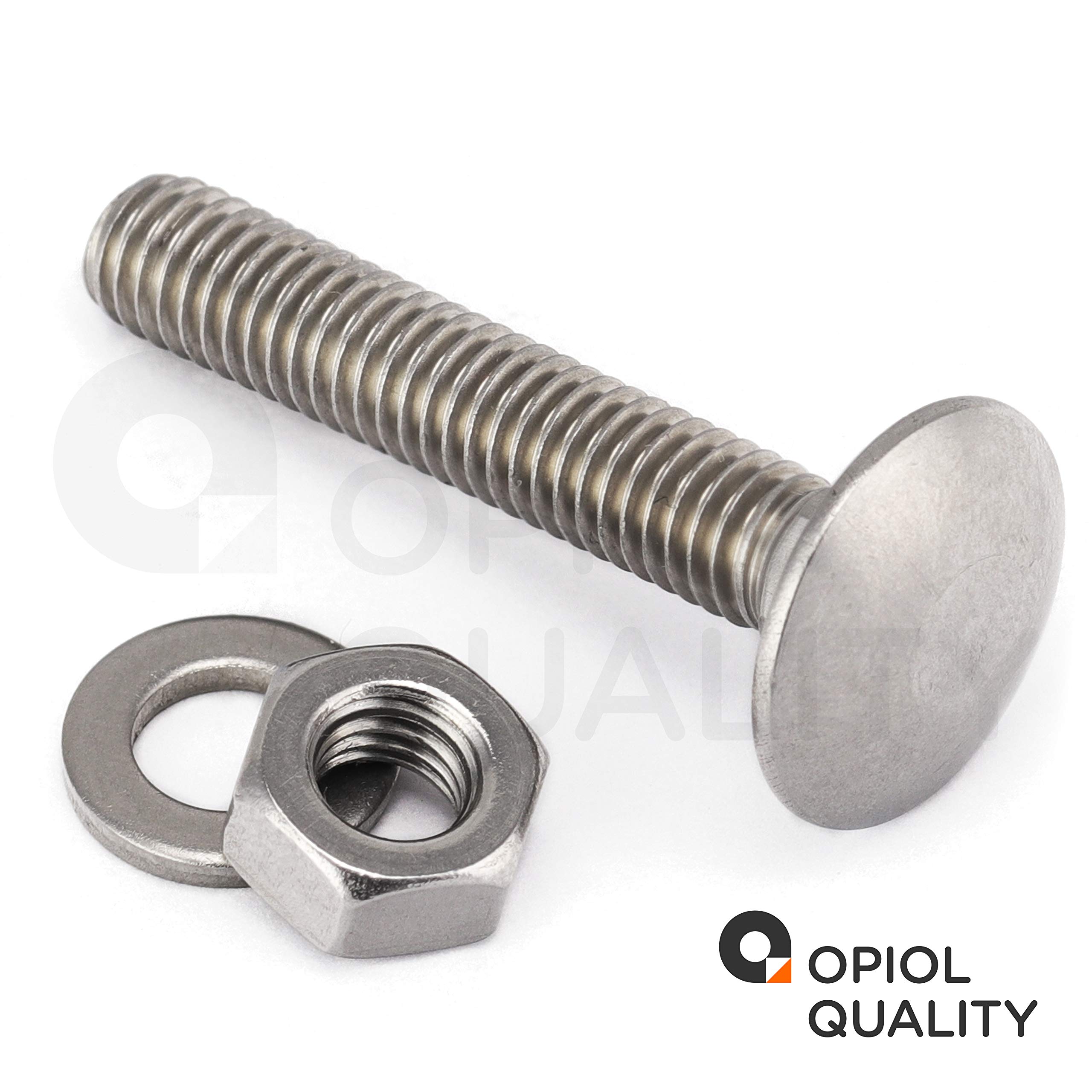 Schlossschrauben M10x100 mit Muttern und Unterlegscheiben M10 (25 Stück) aus Edelstahl A2 V2A Set DIN 603 / DIN 934 / DIN 125 Flachrundkopfschrauben Muttern Edelstahlschraubenset