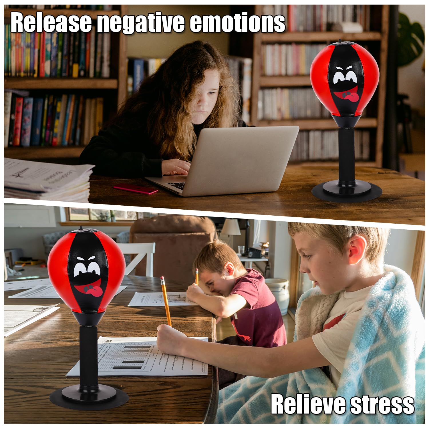 Sacco da boxe da scrivania, con ventosa, per alleviare lo stress, divertente sacco da boxe con elefante bianco, regalo divertente per bambini, adulti, colleghi, amici, ufficio