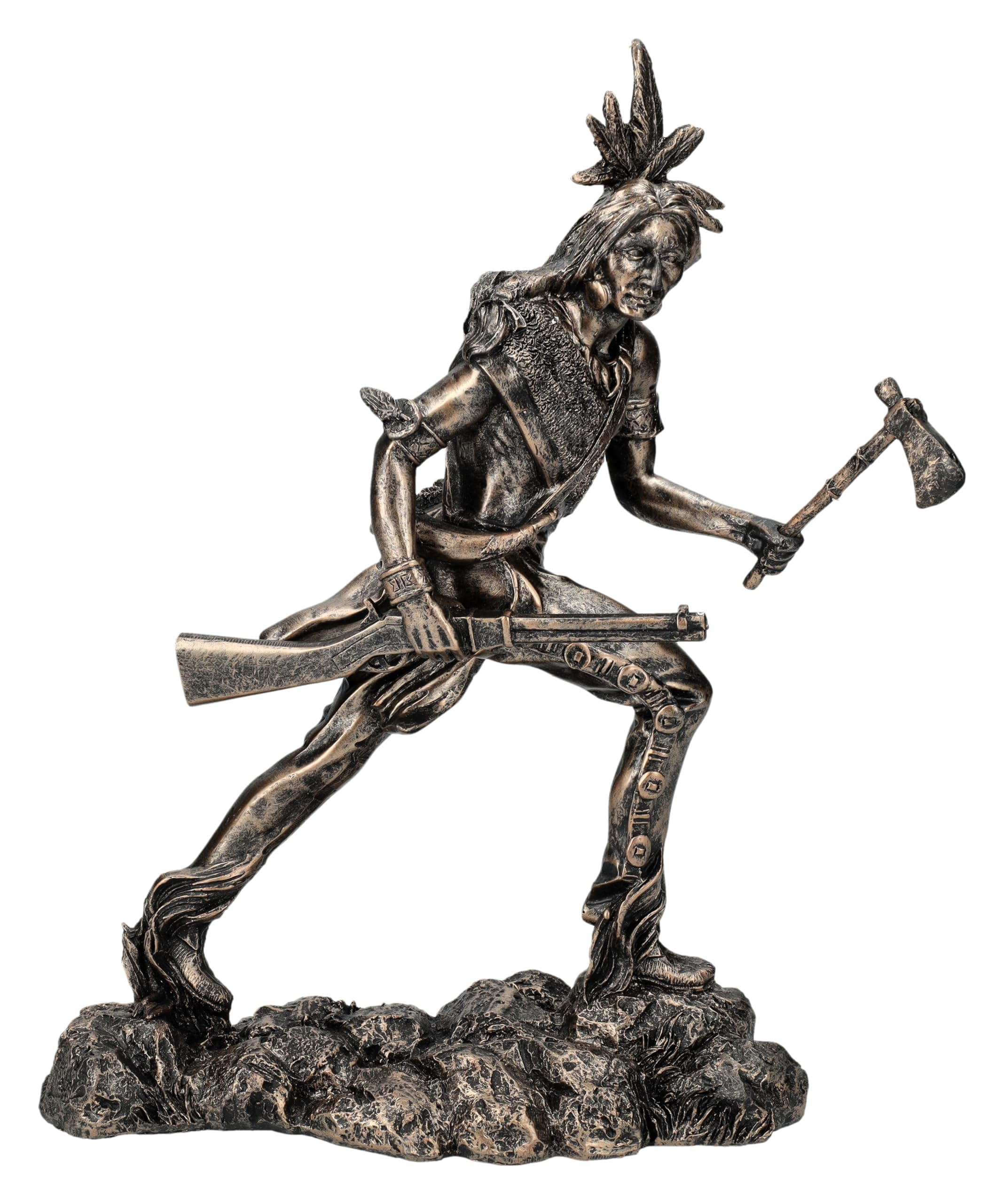 Figurine de guerrier tribal, avec fusil et tomahawk, 31,5 cm, décoration western amérindienne