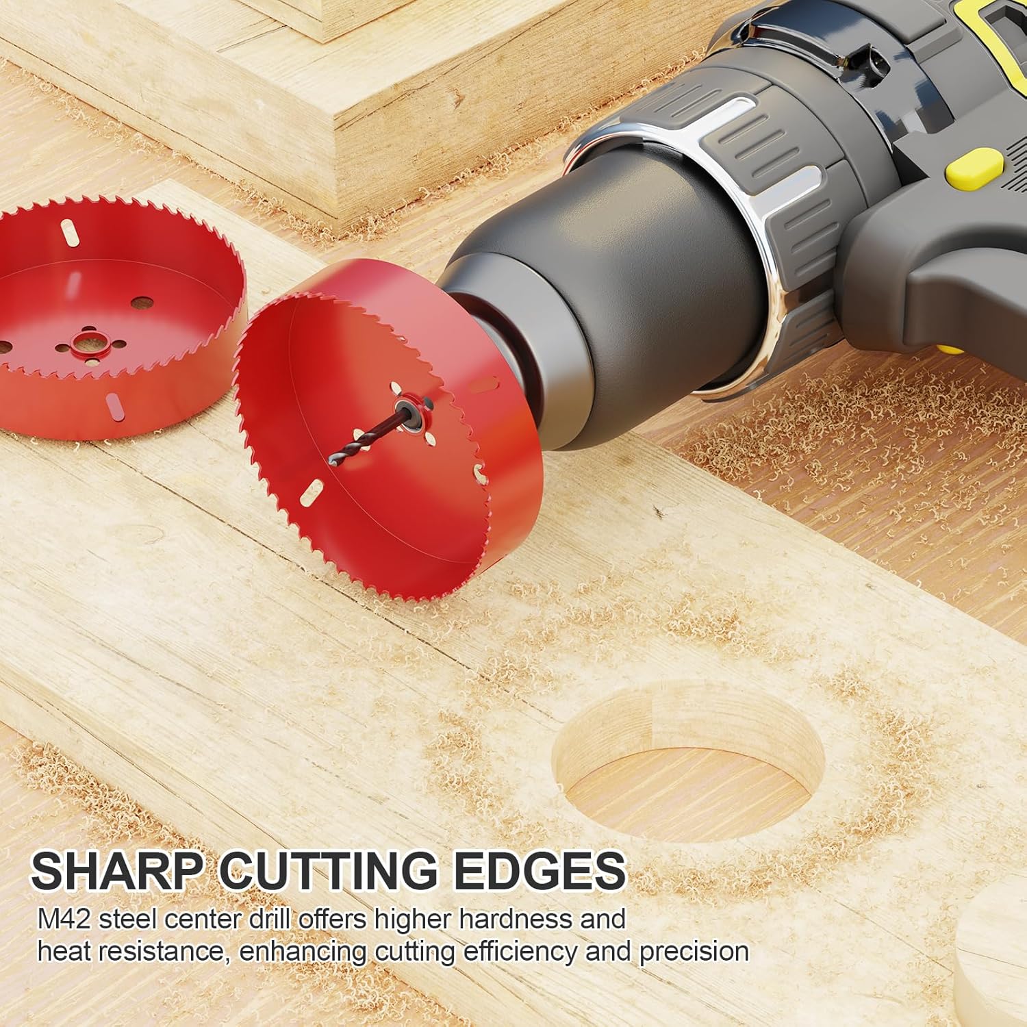 6-1/4インチ ホールソー - 159mm M42 HSS バイメタルホールカッター、六角シャンクホールソードリルビット、スプリン