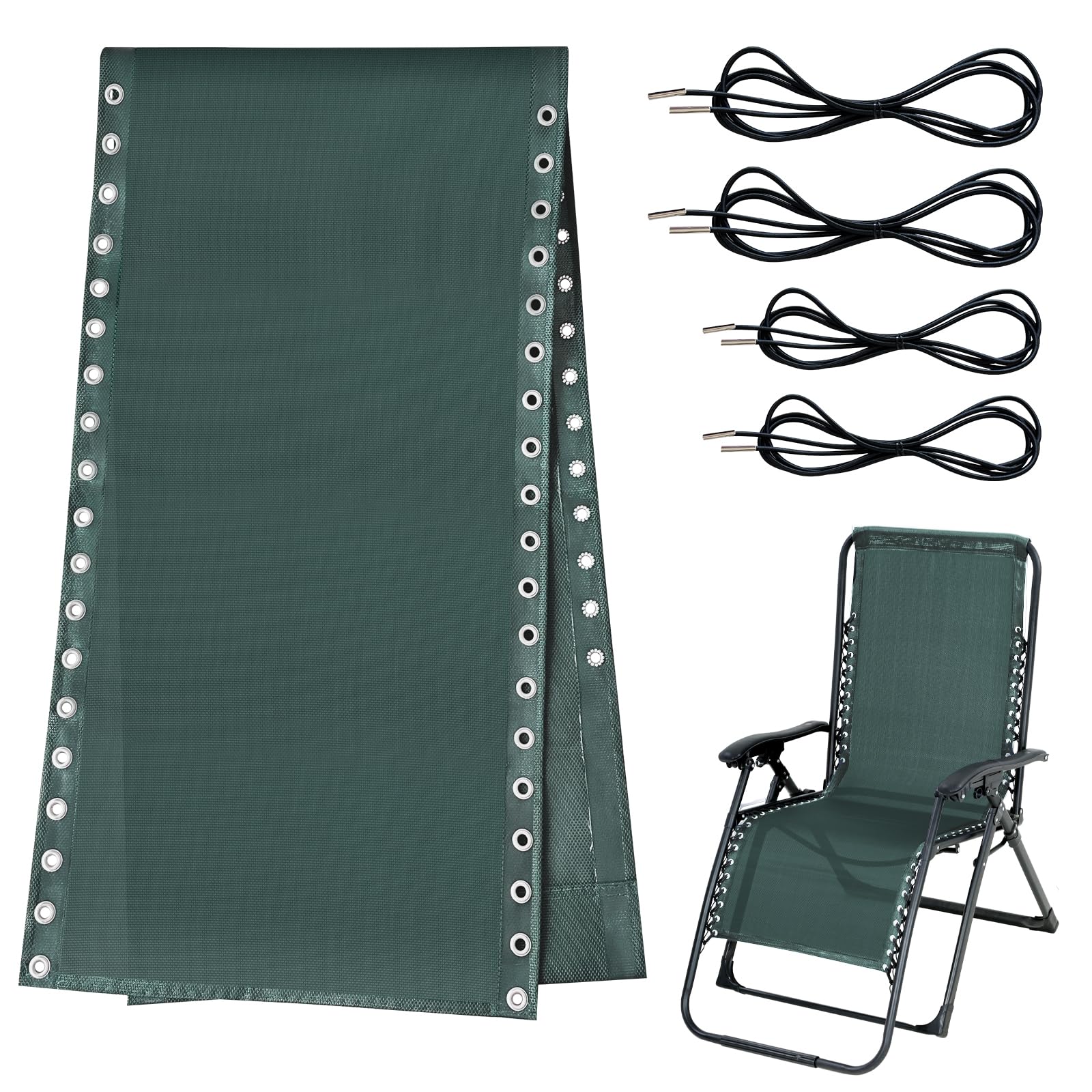 Silla de repuesto de tela de gravedad cero con kits de cable, paño de reparación de 17 pulgadas de ancho con cuerda elástica de repuesto para sillas antigravedad, silla de patio, silla de