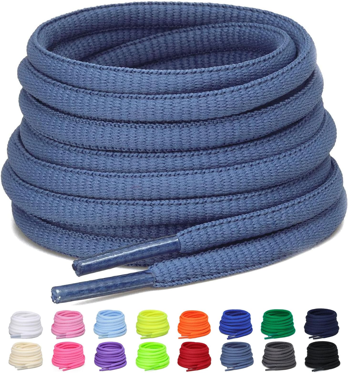 2 Pairs Oval Shoe Laces, 6mm Half Round Shoelaces for Sneakers, Trainers, Running Shoes