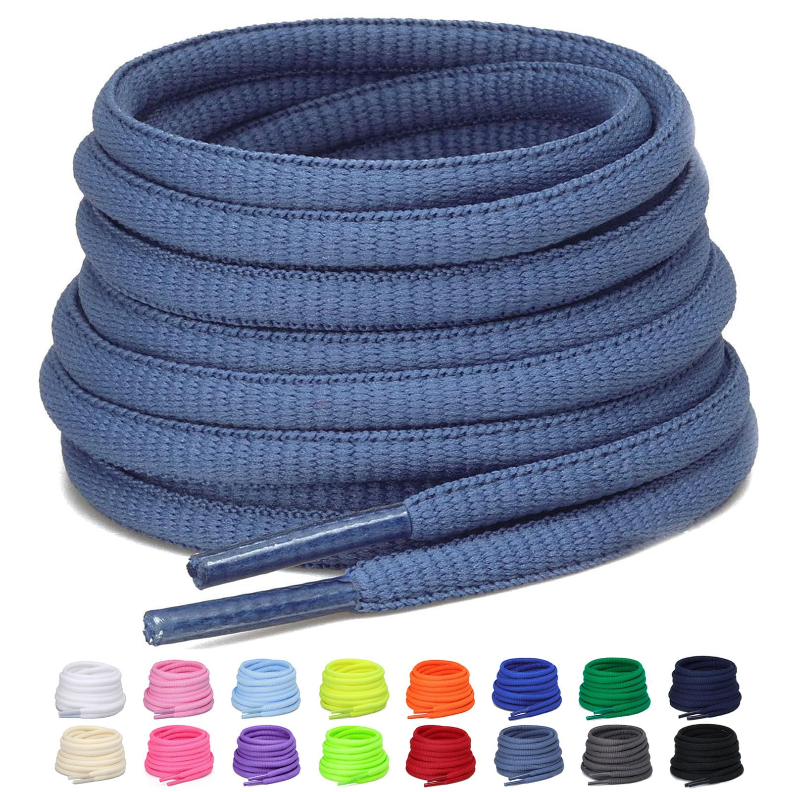– 2 Pairs Oval Shoe Laces, 6mm Half Round Shoelaces for Sneakers, Trainers, Running Shoes