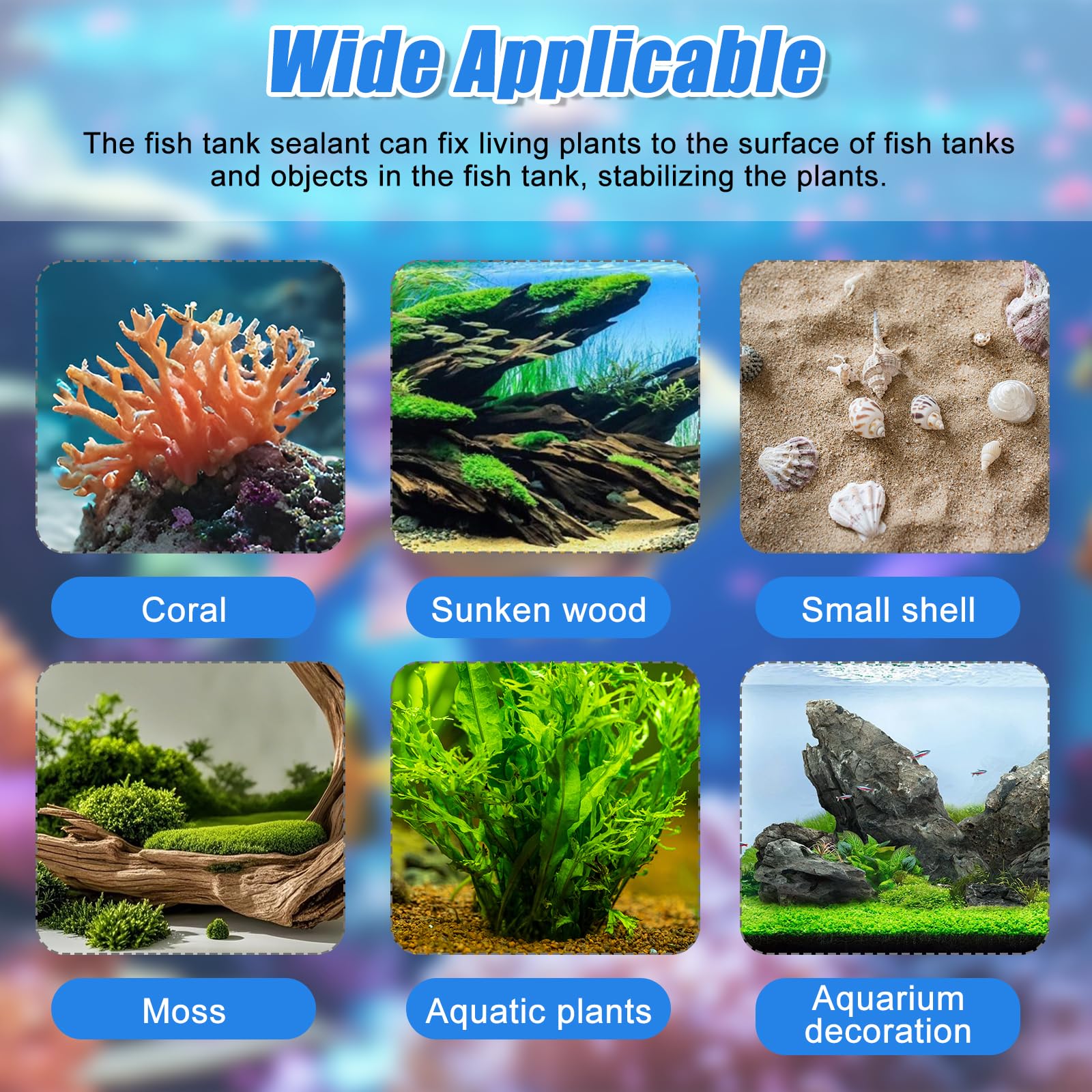 Colla per Acquario Silicone, 4 Pezzi, Super Colla per Fissaggio Coralli Rocce Legno Plastica Acqua Marina