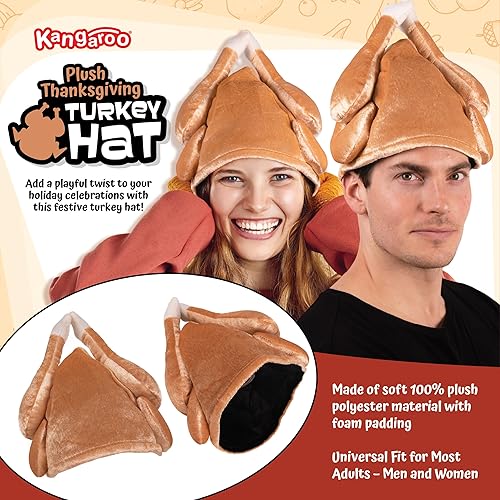 Miniatura 2 de Sombrero de felpa relleno diseño de pavo rostizado de Día de acción de gracias, por Kangaroo