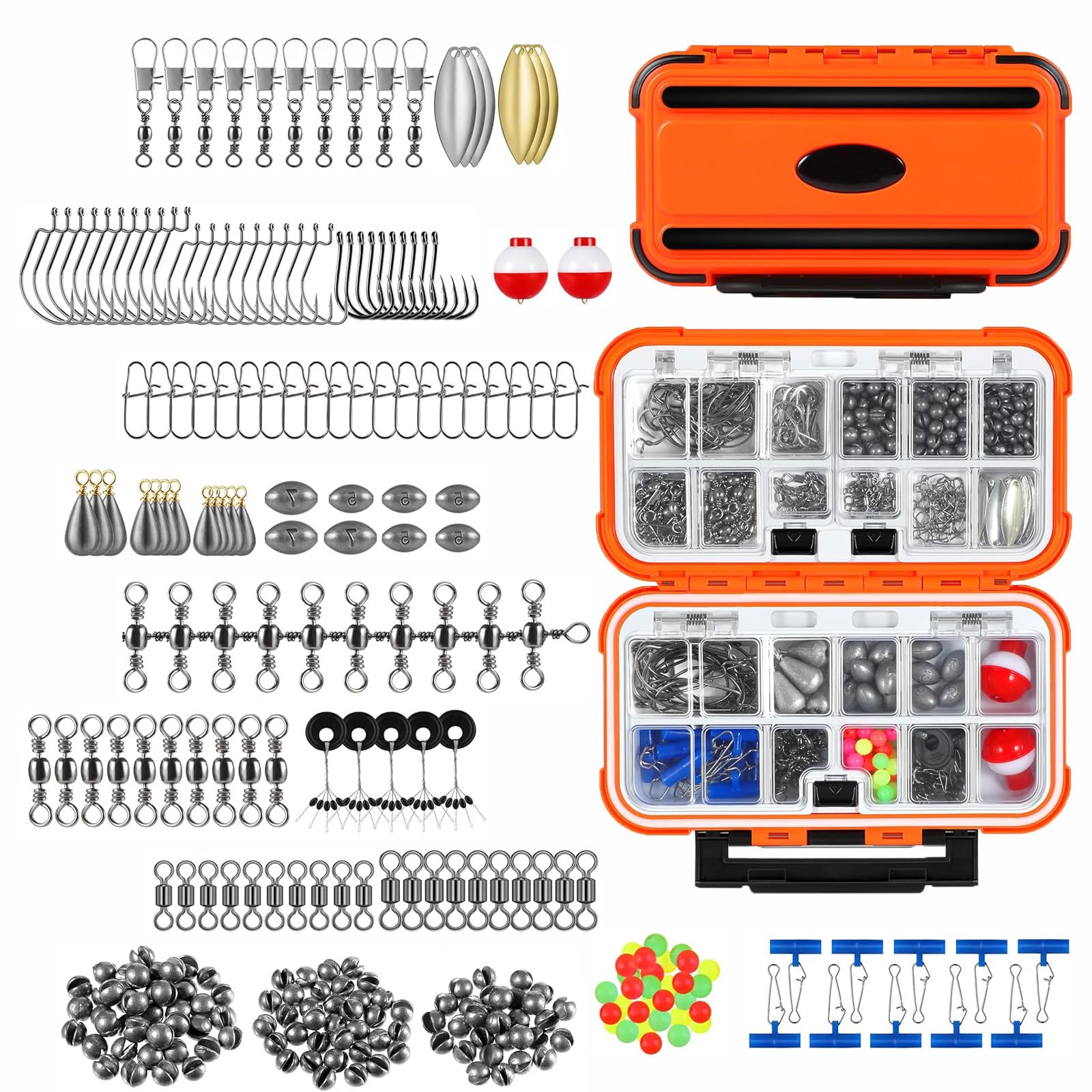 Lot de 253 accessoires de pêche à la carpe inclus Crankbaits, cuillère, hameçons, gabarits, poids et plus encore