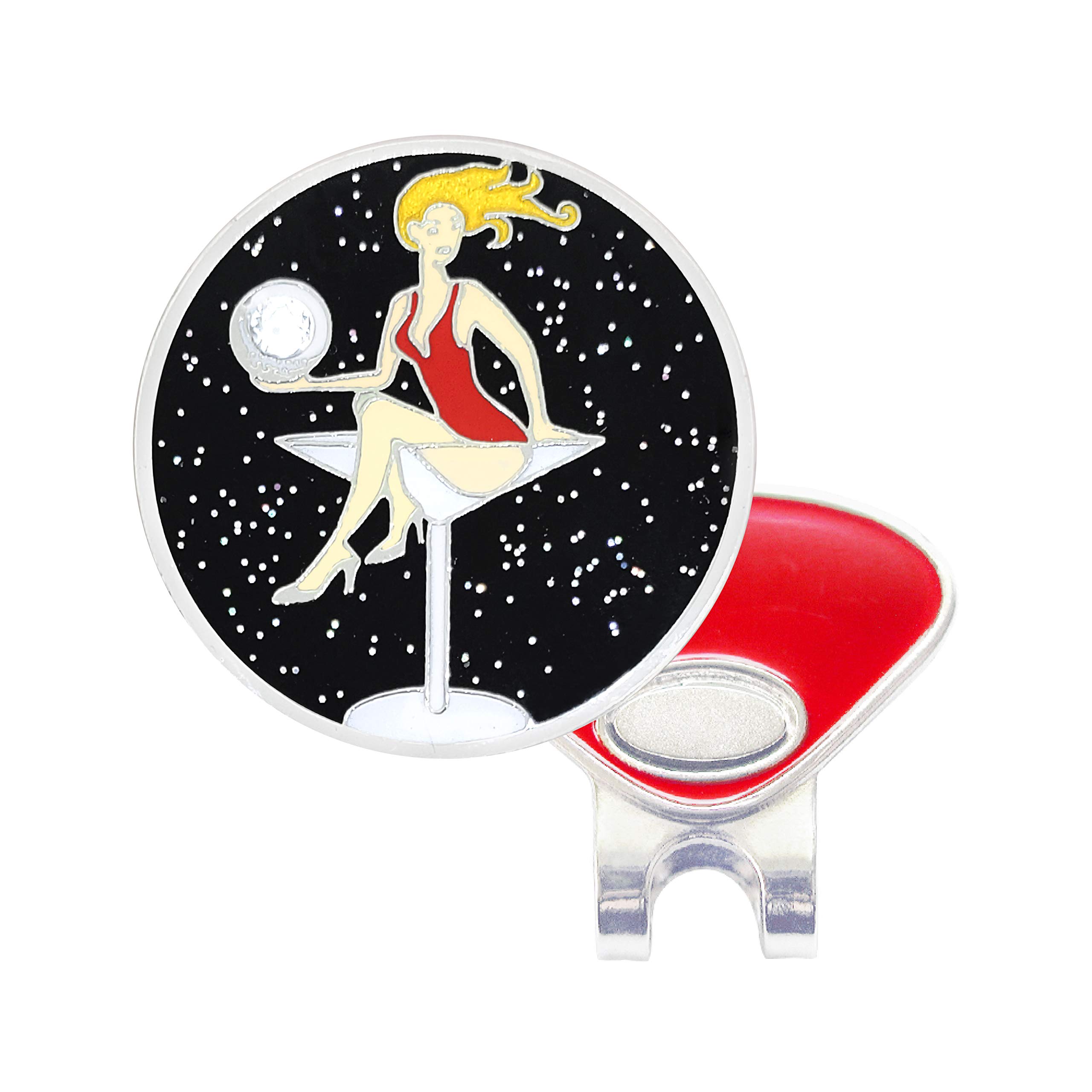 NAVIKA Golfaholic Glitzy Golf Ball Marker with Magnetic Hat Clip | Martini Golfing Accessory | Booze Themed Gift for Women Golfers