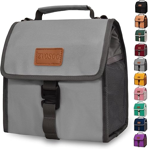 ZVOSOO Bolsas de almuerzo plegables aisladas para mujeres y hombres, loncheras reutilizables para adultos, bolsa impermeable de tamaño ajustable