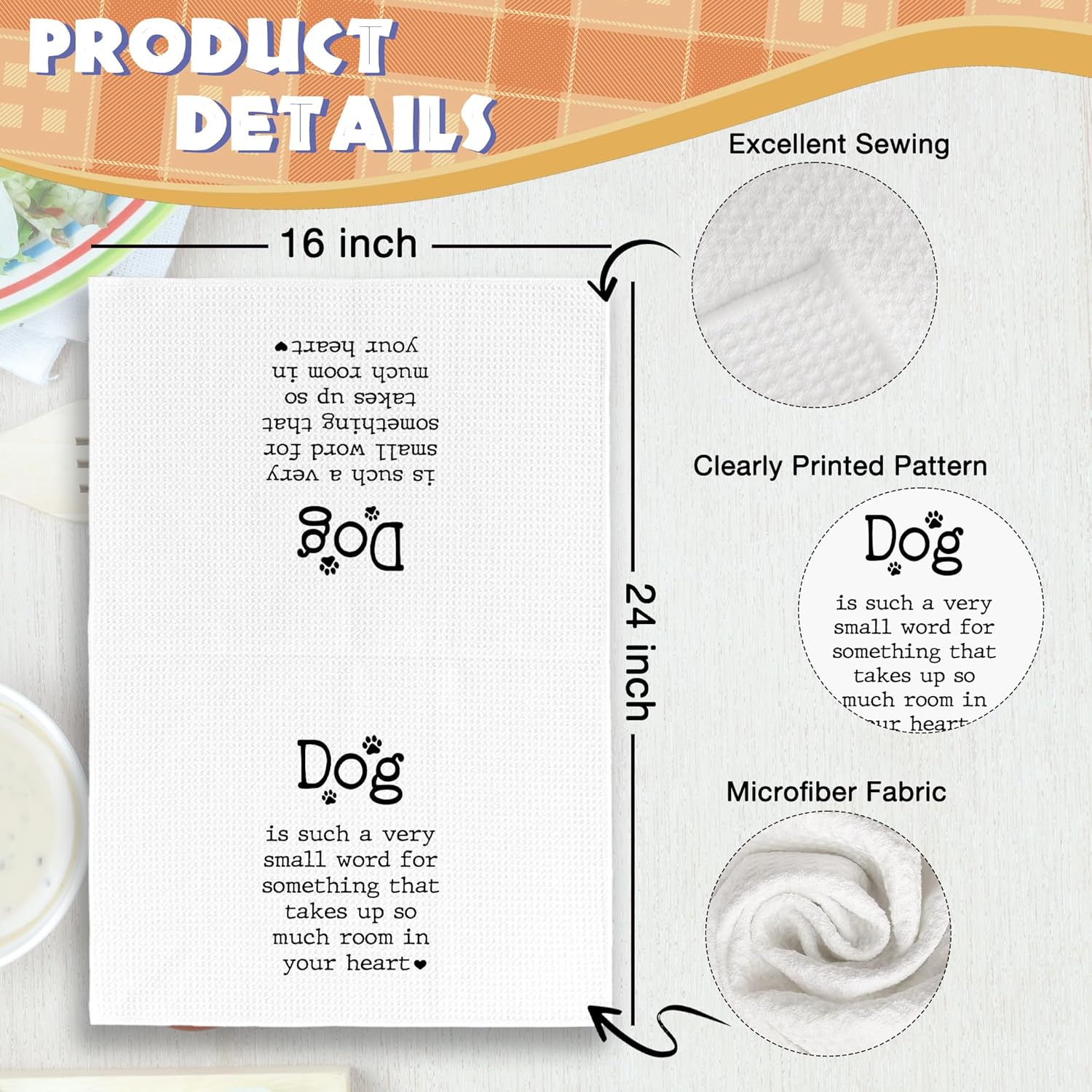 Dog Kitchen Towels Decor - Vintage Dogs Definition Xmas Holiday Hand Tea Towels, Retro Puppy Dog Mom Gifts for Women Christmas Dish Towel Dishcloths Decorations for Home Kitchen, 16"x24" - Image 6