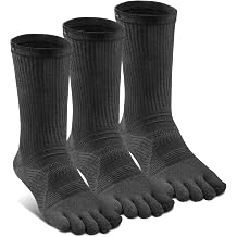 Toe Socks for Men Women Running COOLMAX Mid-Calf Finger Socks Athletic Breathable Five Toe Design Quick Dry, 3Pairs