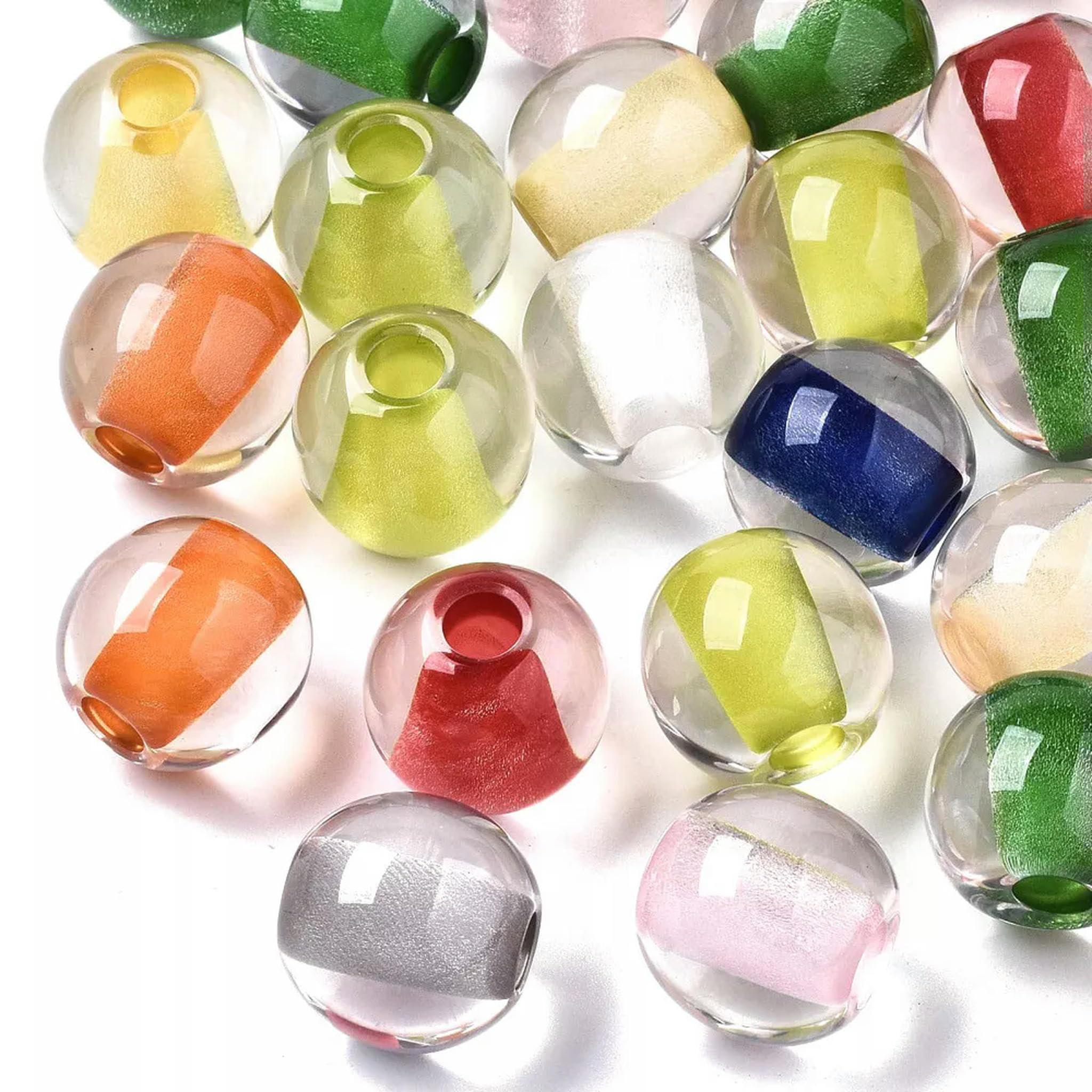 Lot de 100 Perles Rondes Transparentes à Gros Trou en résine de 20 mm - par défaut