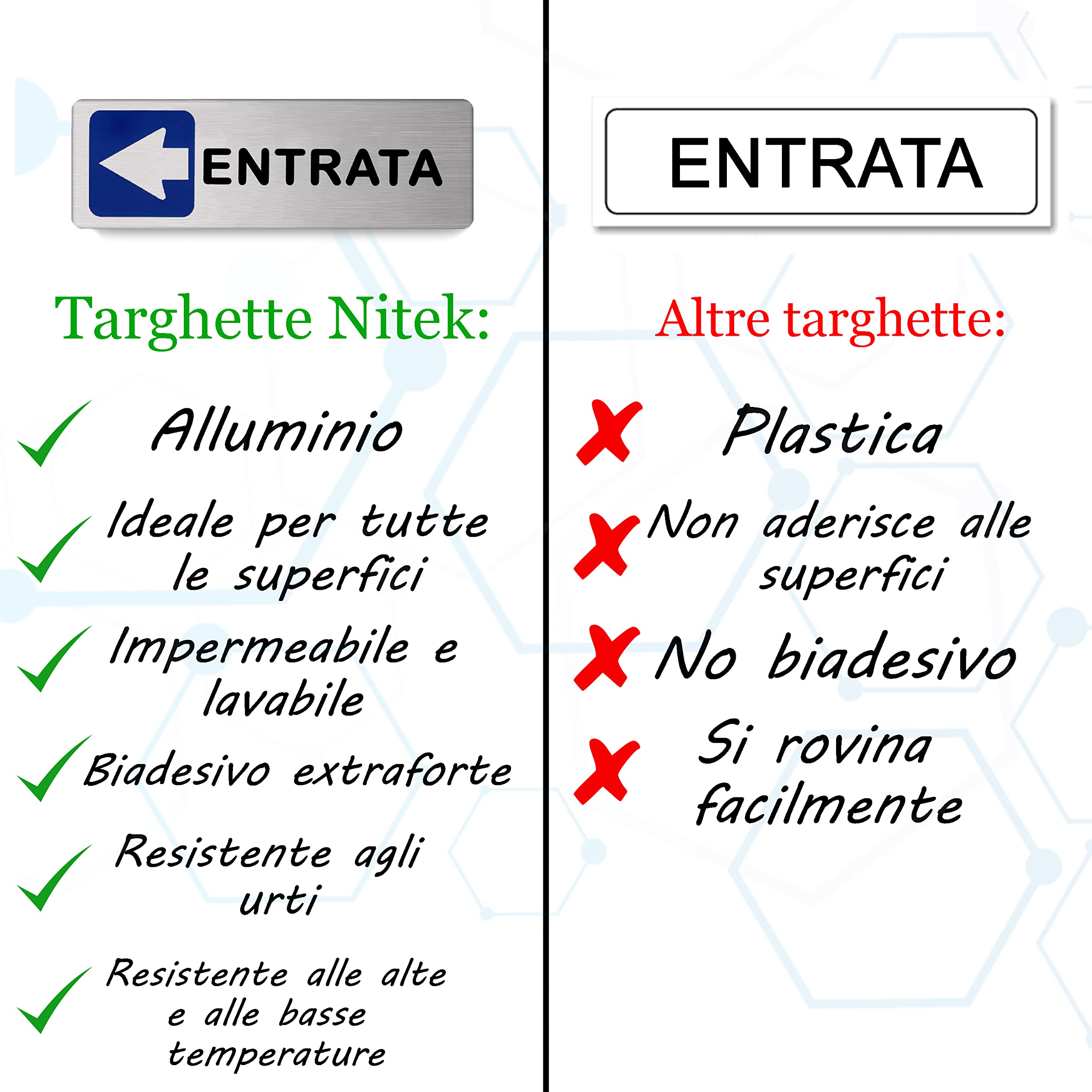 Targa entrata verso sinistra in Alluminio Satinato 150mm x 50mm -Targhette Autoadesive|Stickers, Klebeetikett| Impermeabili Lavabili, cinema,pub
