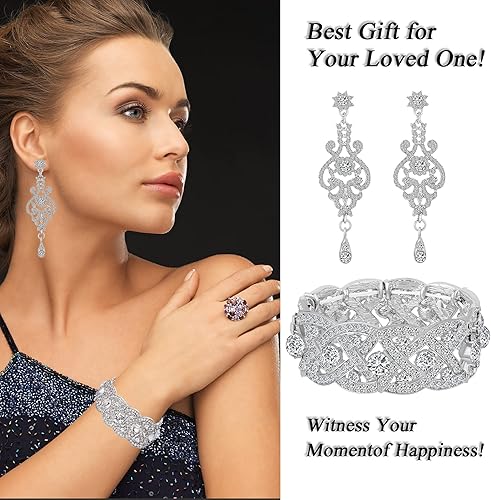 Miniatura 7 de Pulseras elásticas para mujer, con diamantes de imitación, para boda, novia, dama de honor, tenis, pulseras elásticas con diamantes de imitación,