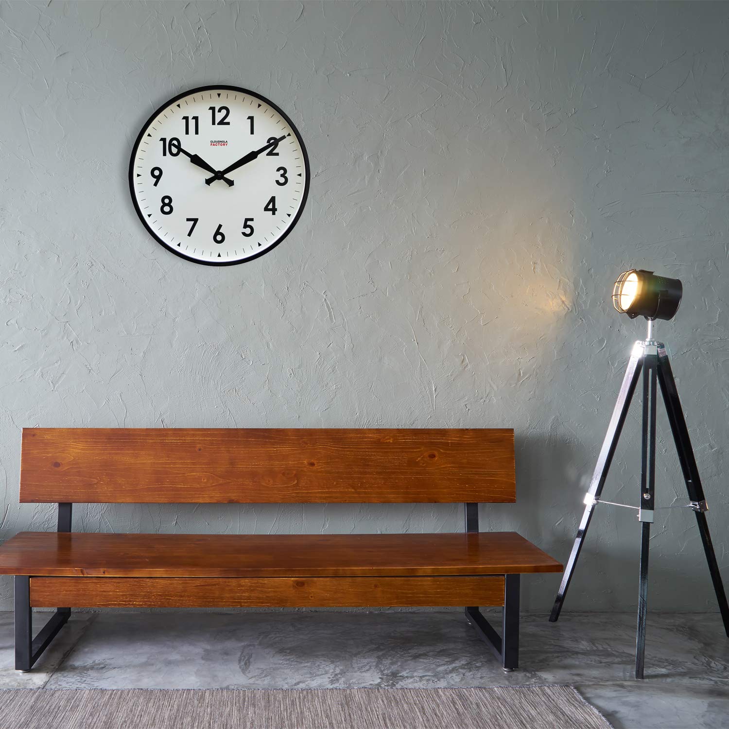 Cloudnola Reloj de Metal, Estilo Industrial, Reloj de Pared de diseño contemporáneo, Movimiento de Cuarzo silencioso, Negro