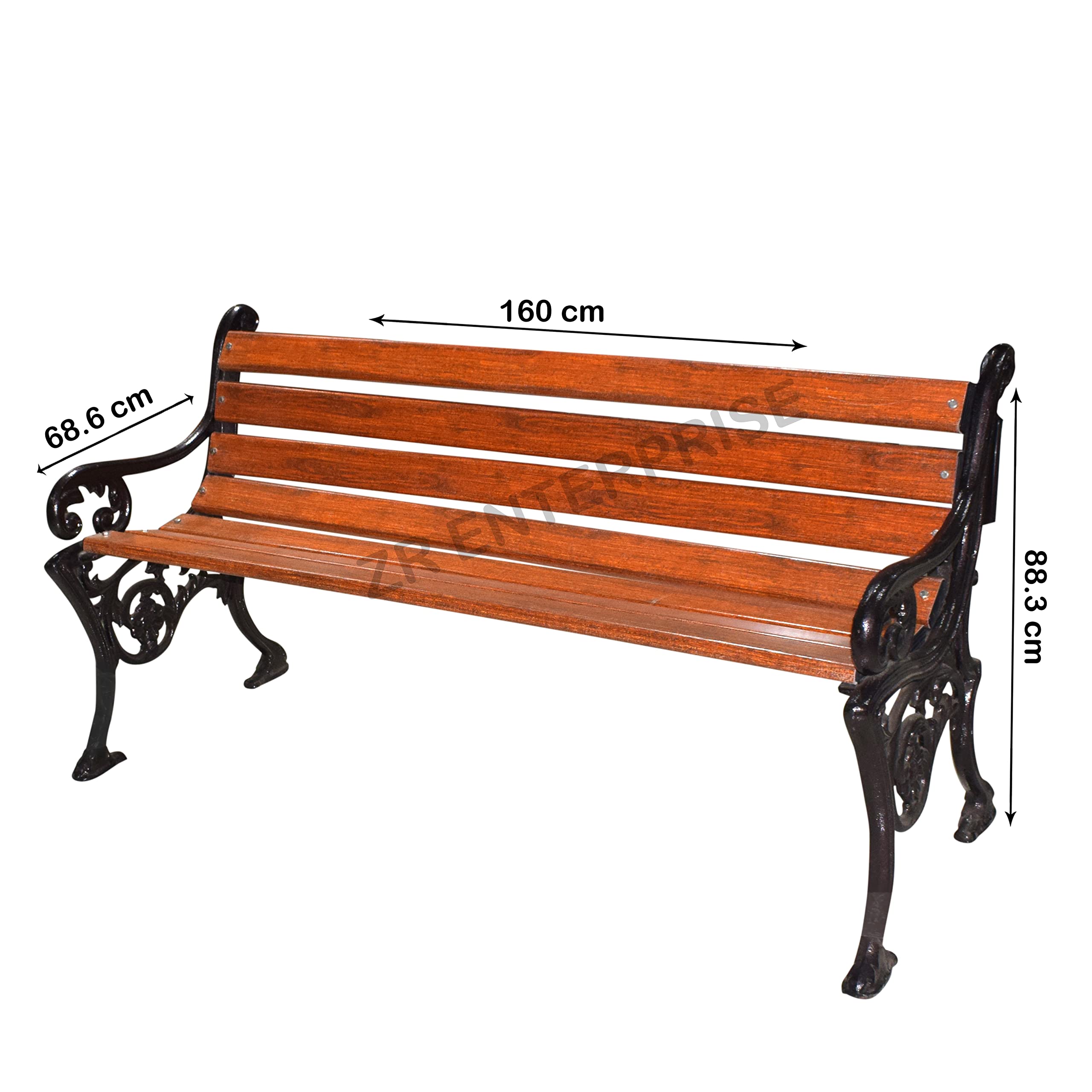 ZREnteprrise Cast Iron Park Bench 3 Seater with 8 Nos Fiber 4 MM Thick Strips for Outdoor Garden Balcony and Terrace (Brown) 1