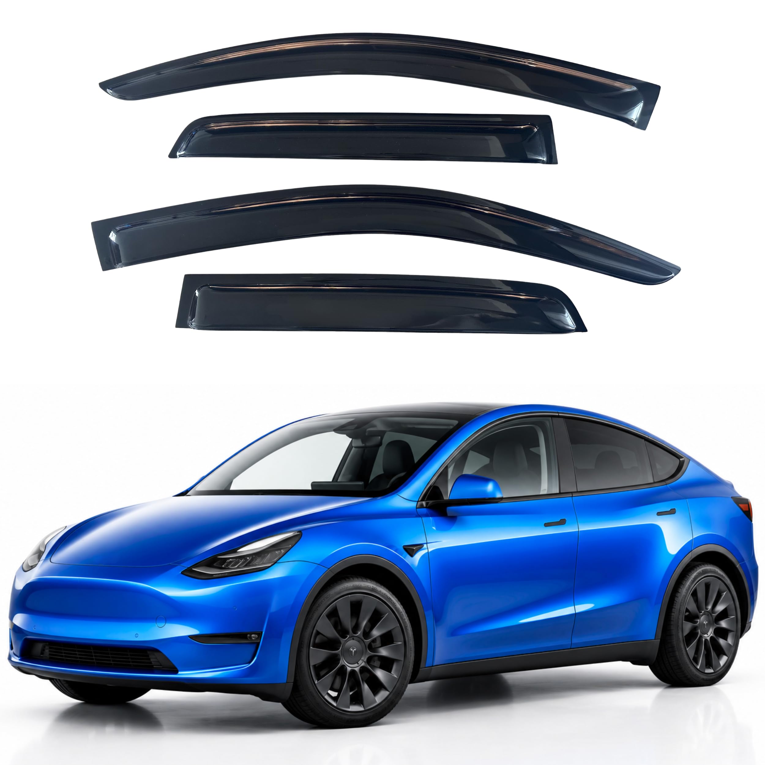 IG Window Visors Fit for 2020-2025 Tesla Model Y, Out-Channel Rain Guards Vent Wind Deflectors 4PC, Car Accessories for 20-25 Tesla Model Y