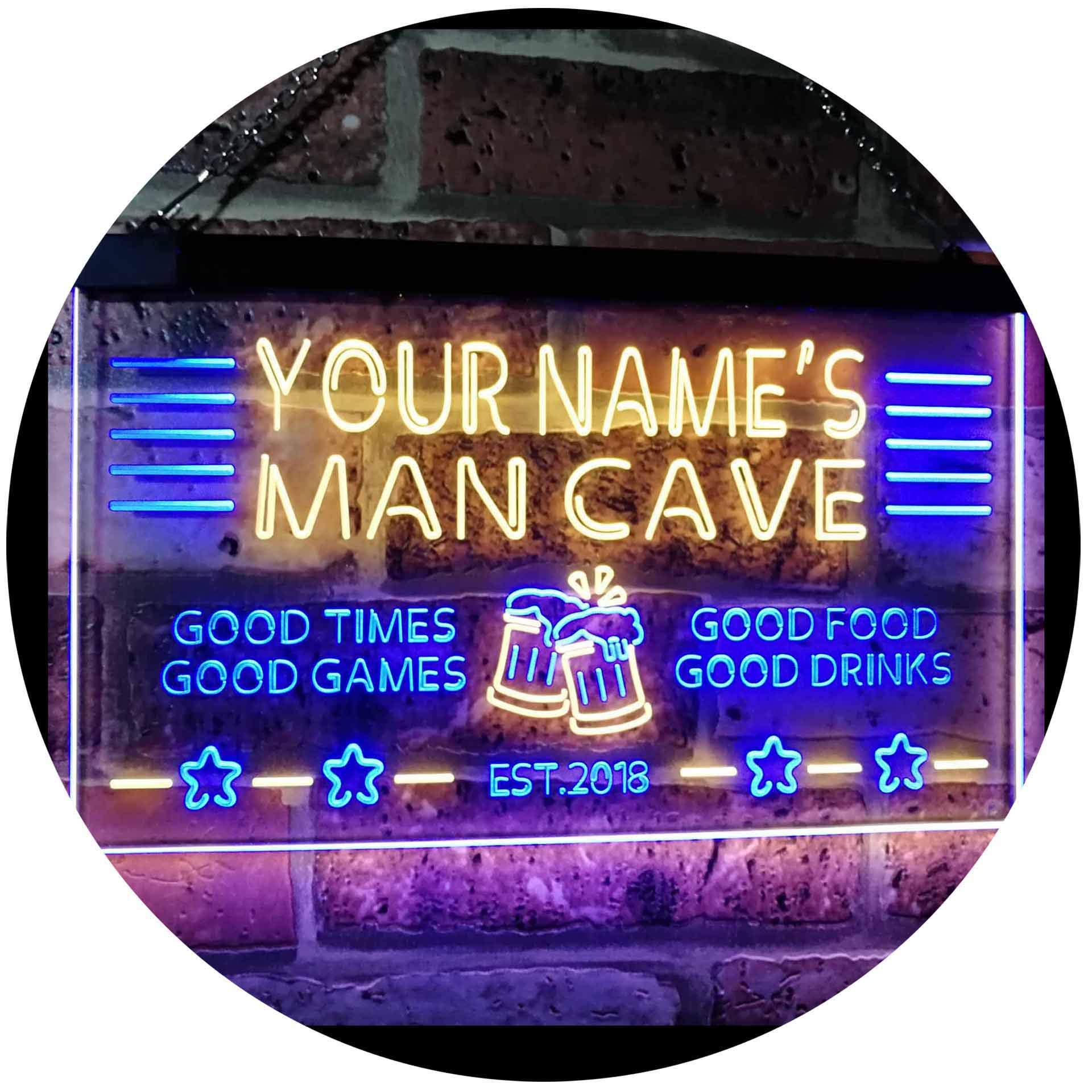 ADVPRO Personalized Name Custom Man Cave Home Bar Est. Year Dual Color LED Barlicht Neonlicht Lichtwerbung Neon Sign Blue & Yellow 300mm x 210mm st6s32-x0012a-tm-by