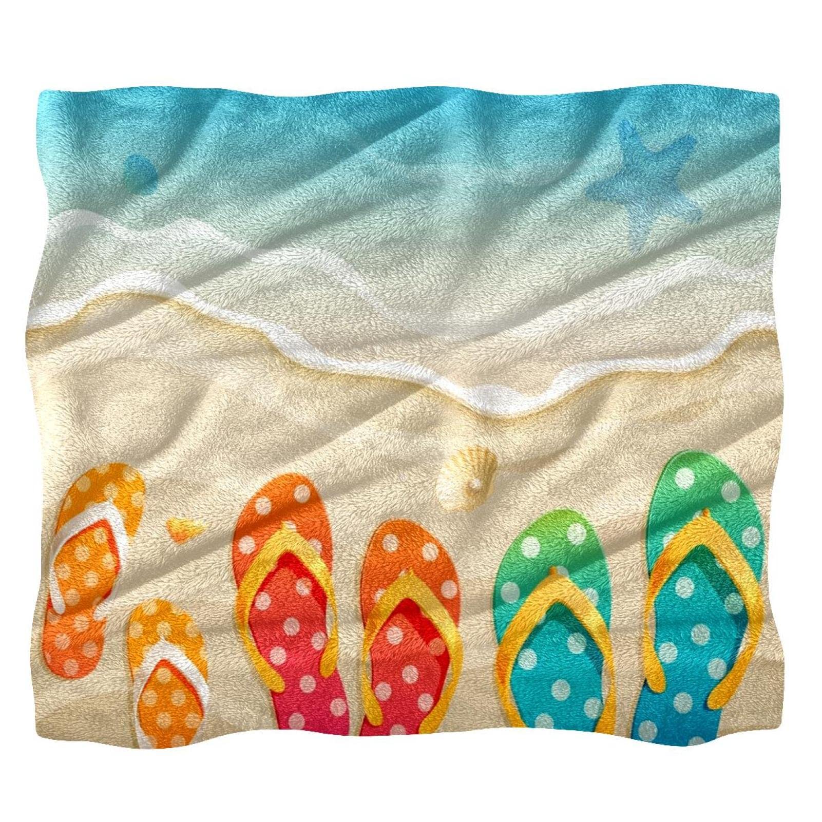 Couverture de lit legere ete et motif etoile de mer pour literie enfant