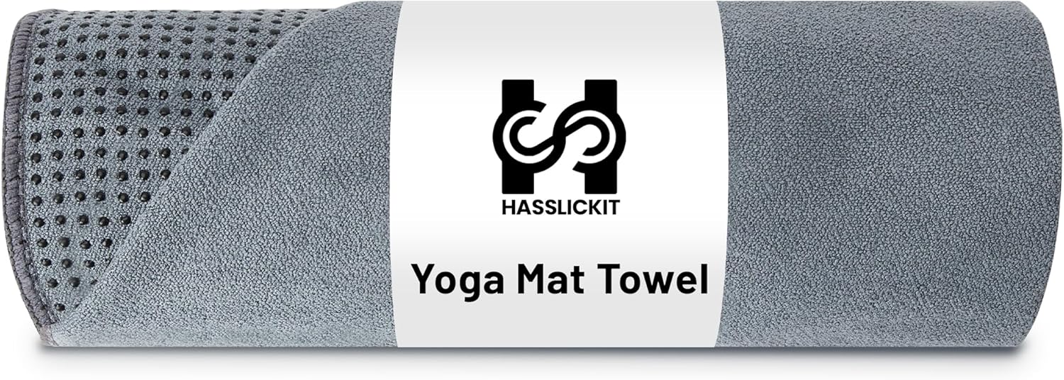 Non Slip Hot Yoga Towel with Grip Dots – Sweat Absorbent Microfiber Yoga Mat Towel for Hot Yoga, Pilates, Bikram & Fitness – 72″x24″ Anti-Slip, Quick-Dry, Machine Washable