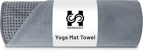 Toalla de yoga antideslizante con puntos de agarre, toalla de microfibra absorbente del sudor para yoga, pilates, bikram y fitness, 72 x 24