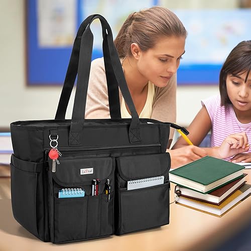 Miniatura 6 de LoDrid Bolsa de mano para profesores con almohadilla inferior, con capa de almacenamiento separada para laptop (hasta 15.6 pulgadas), bolsa de