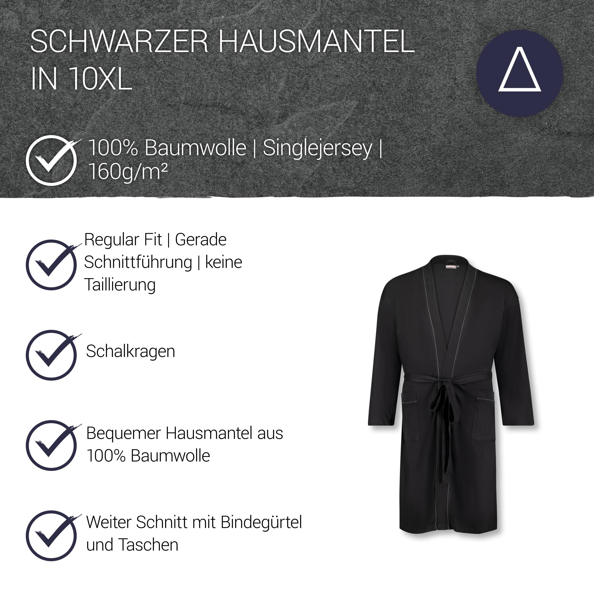ADAMO Hausmantel, dunkelblau mit rot, XXL bis 10XL