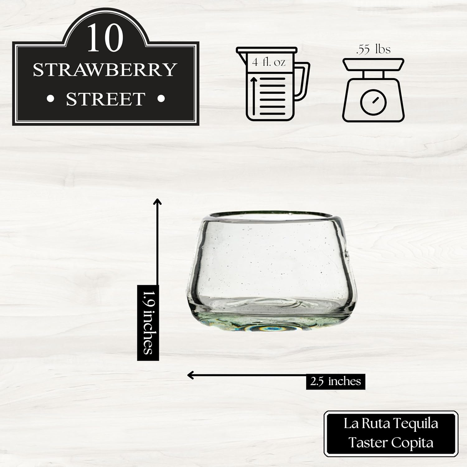 10 Strawberry Street La Ruta Tequila Taster Copita, set of 4, Clear