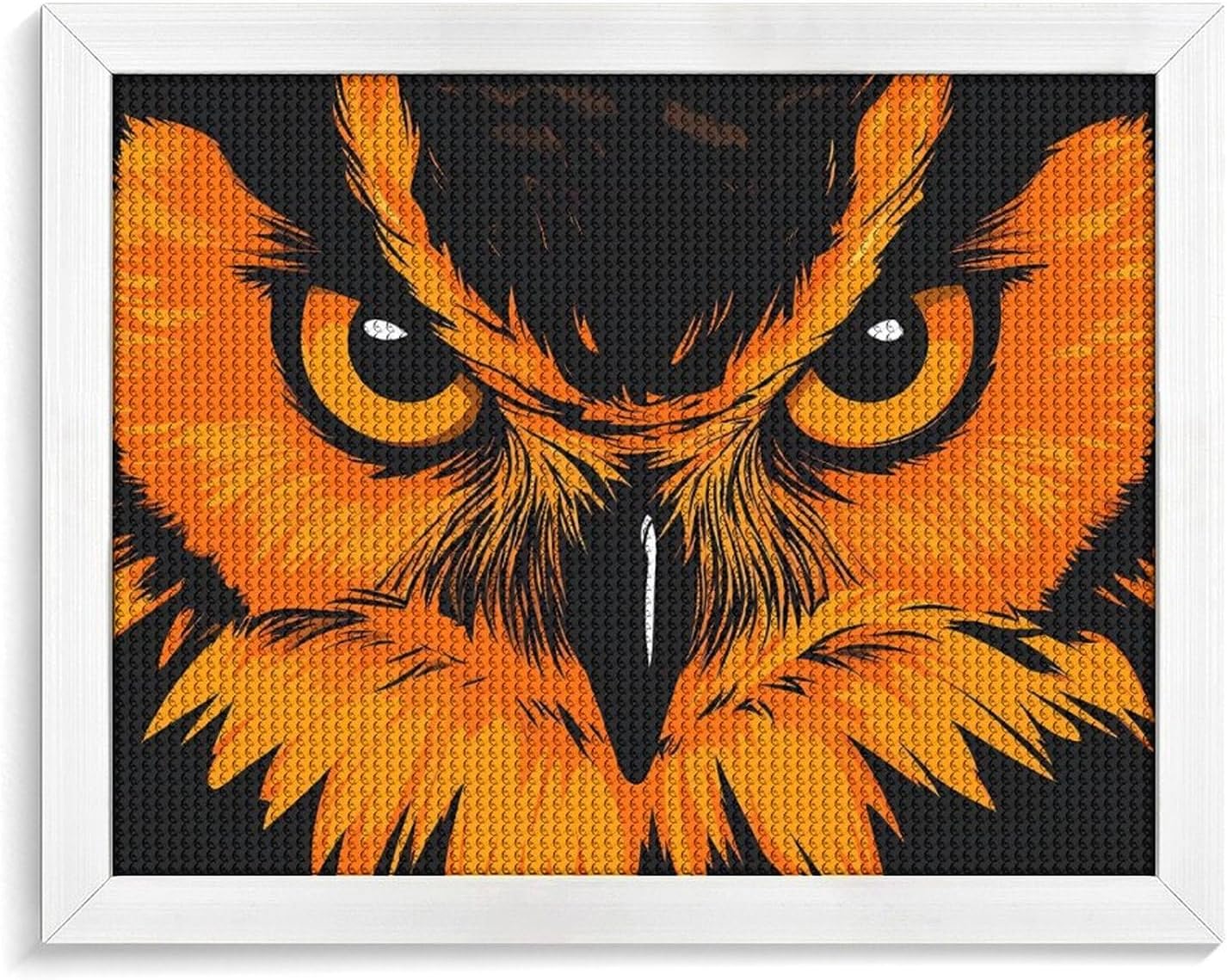 Orange Owl Printed Diamond 5D Painting Kit 16x20in DIY Full Drill Craft with Tools for Home Wall Decor Gift White Wood 50 * 40cm